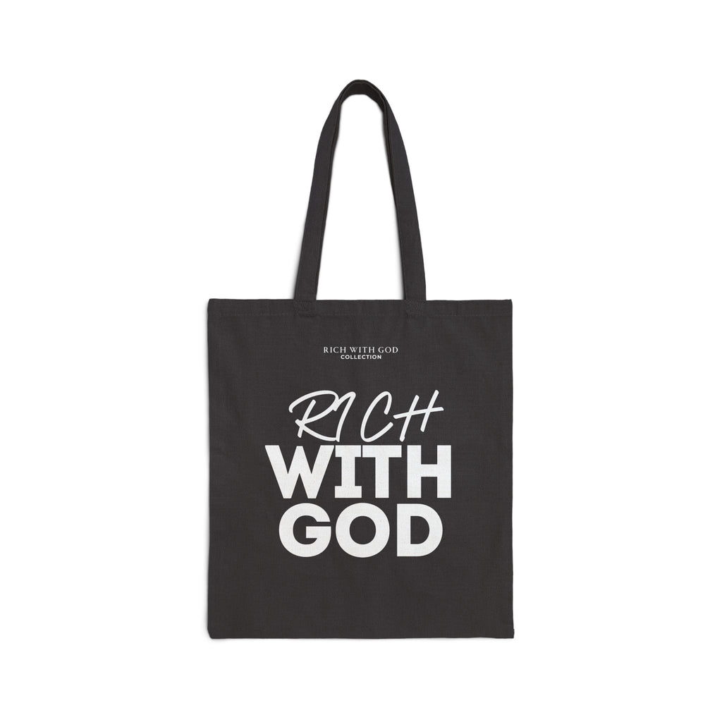 Rich With God Black Cotton Canvas Tote Bag