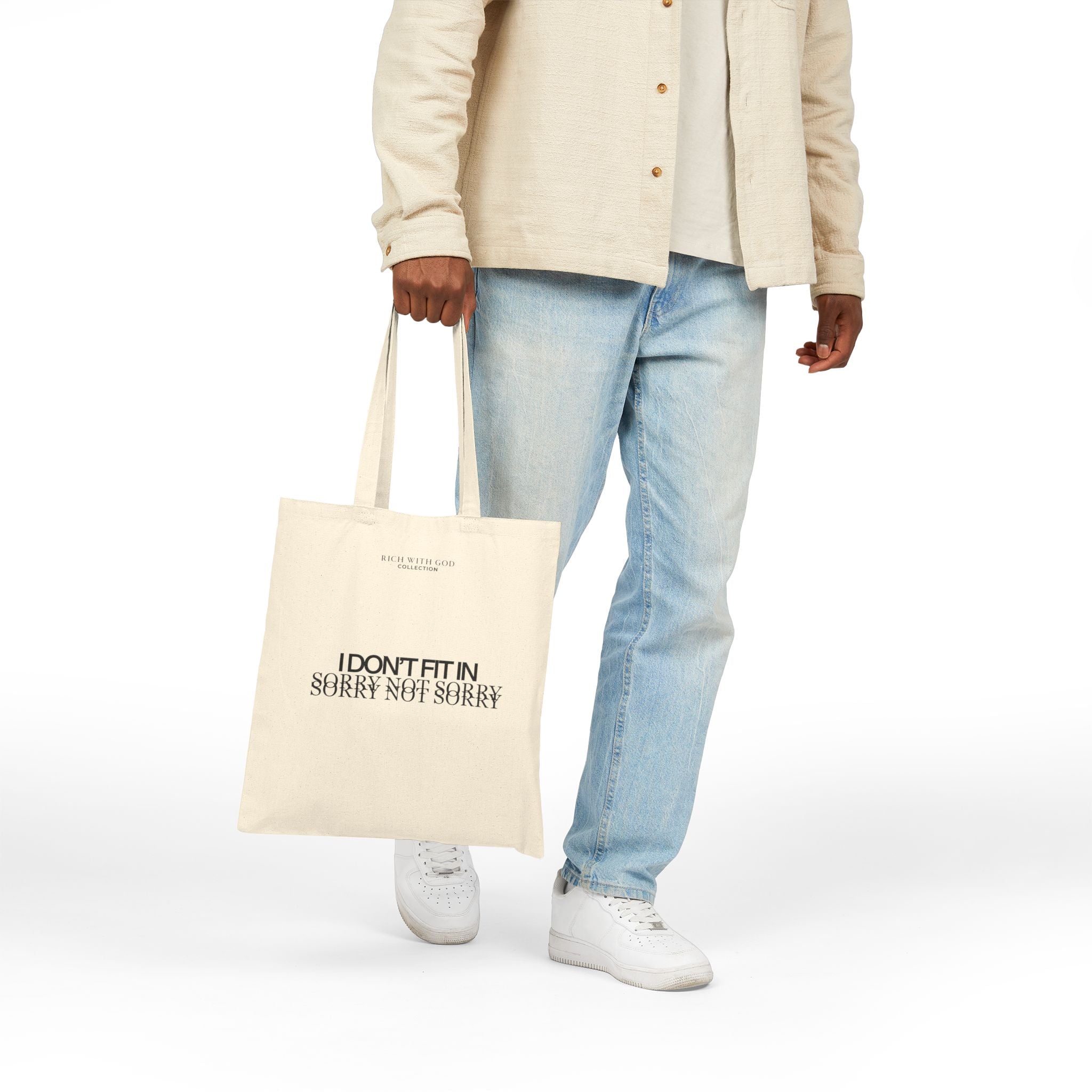 I Don't Fit In Beige Cotton Canvas Tote Bag