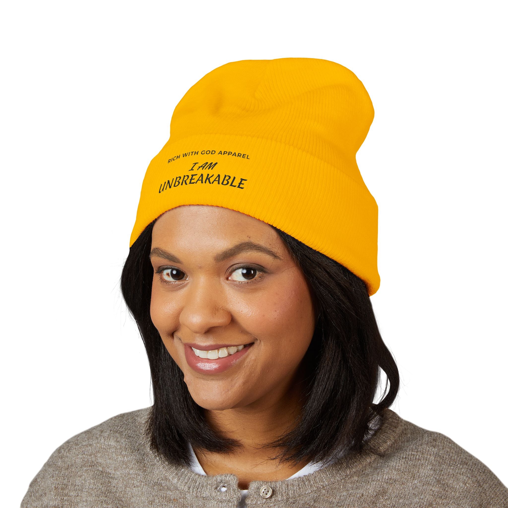 I Am Unbreakable Embroidered Cuffed Beanie