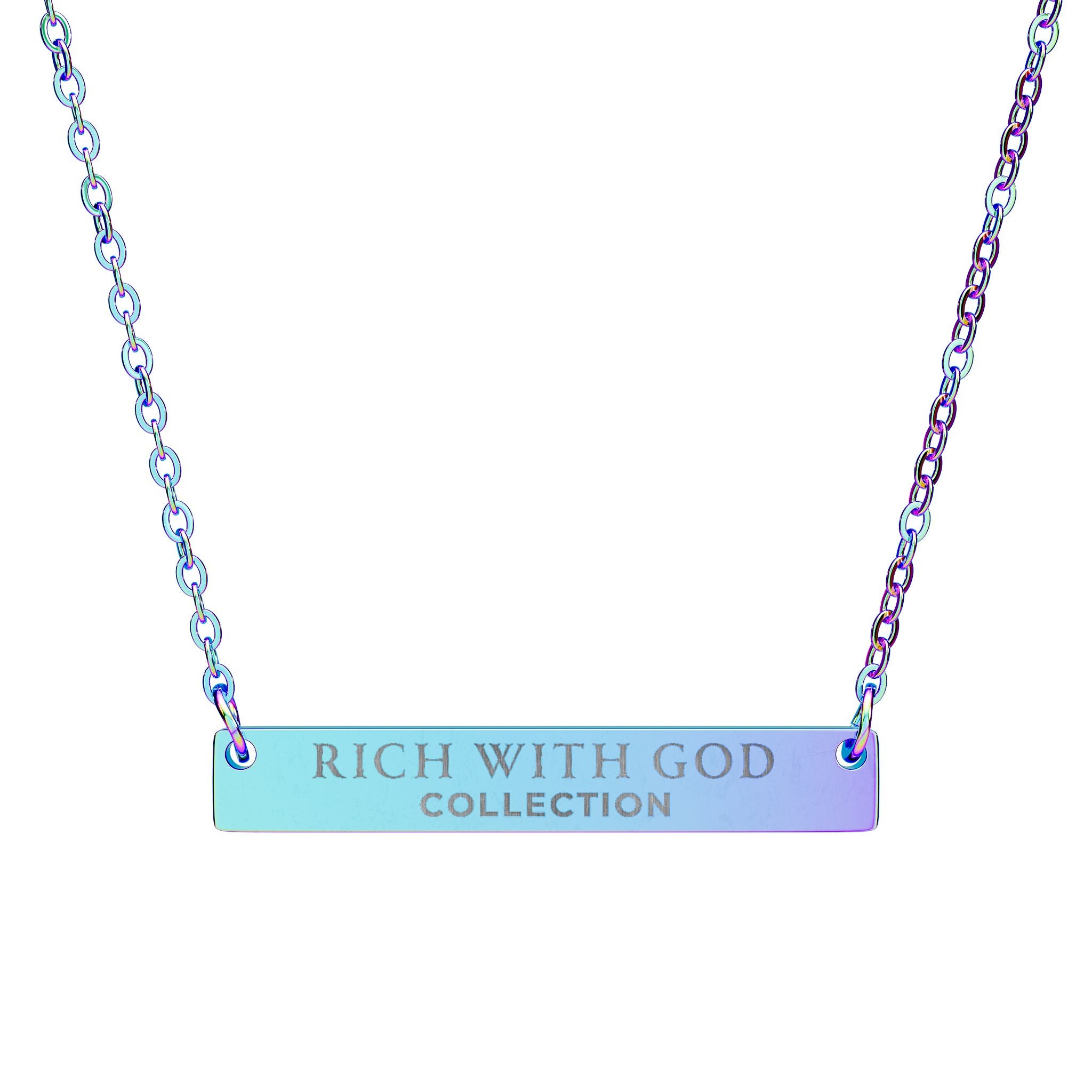 Rich With God Horizontal Bar Necklace (Engraving)