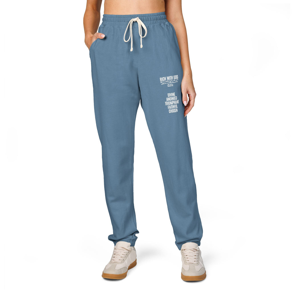 Rich With God Matthew 6:33 Graphic Fleece Sweatpants