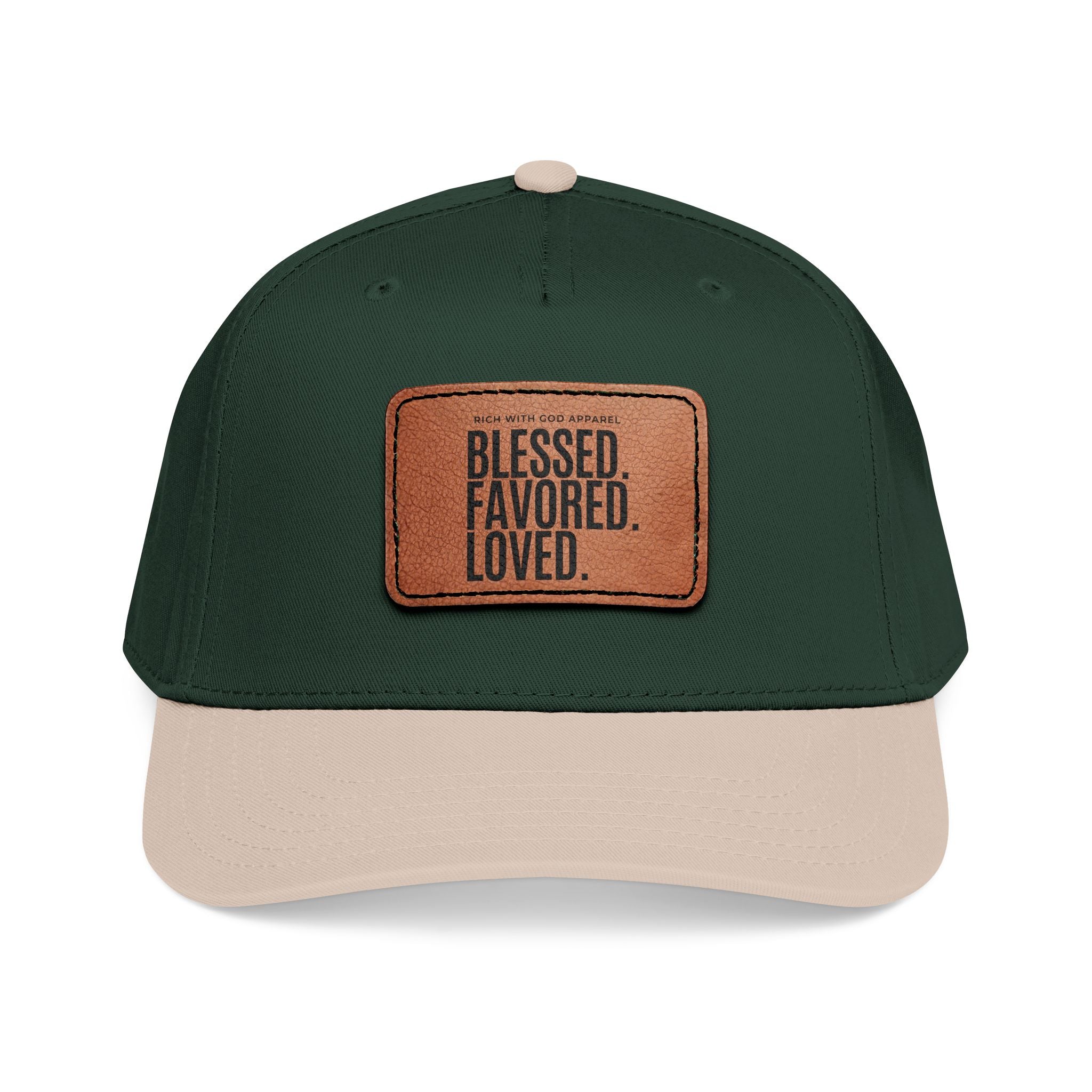 Blessed. Favored. Loved. Leather Patch Baseball Cap