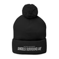 Angels Surround Me Embroidered Pom-Pom Beanie