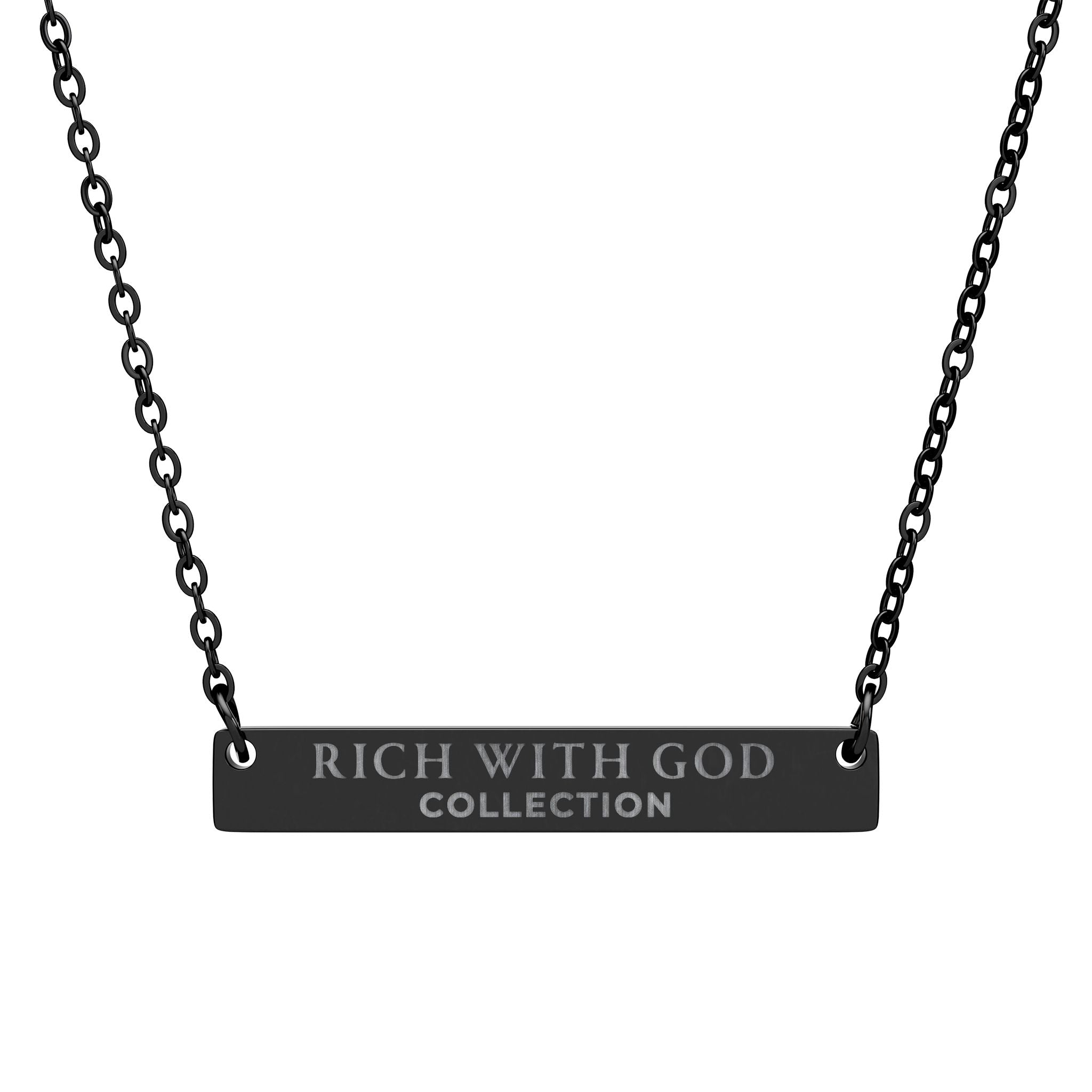 Rich With God Horizontal Bar Necklace (Engraving)