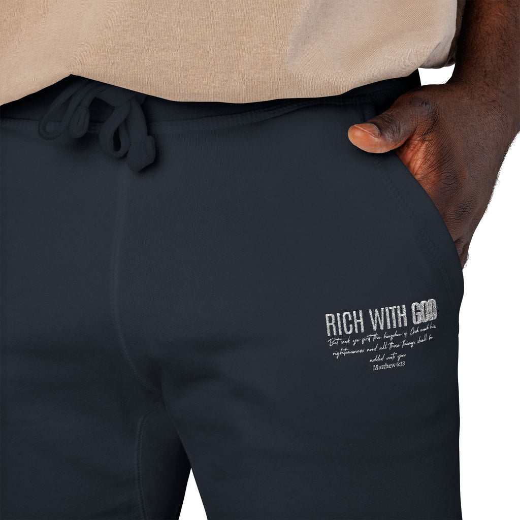Rich With God Matthew 6:33 Unisex Fleece Sweatpants (Embroidery)