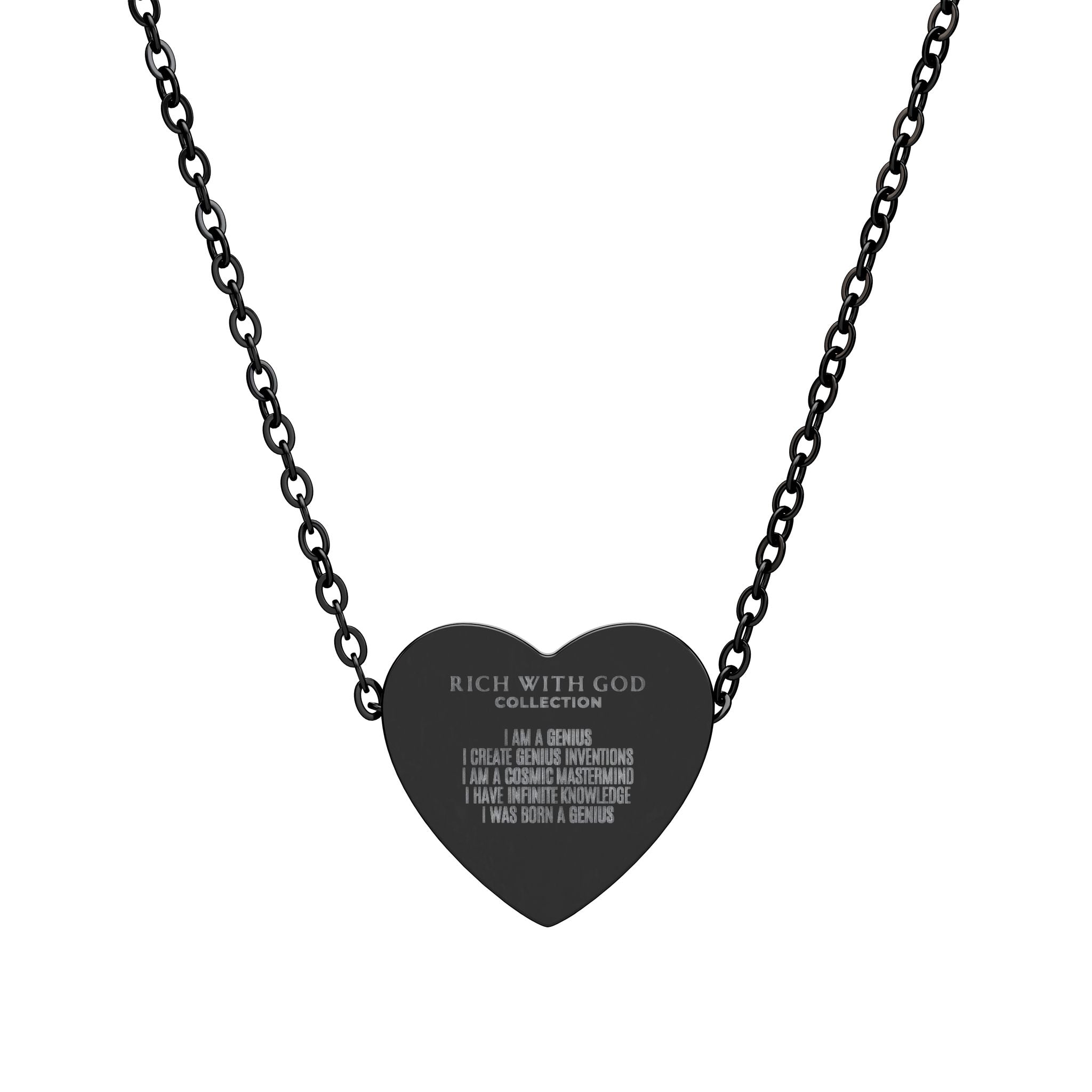 I Am A Genius Affirmations Heart Necklace (Engraving)