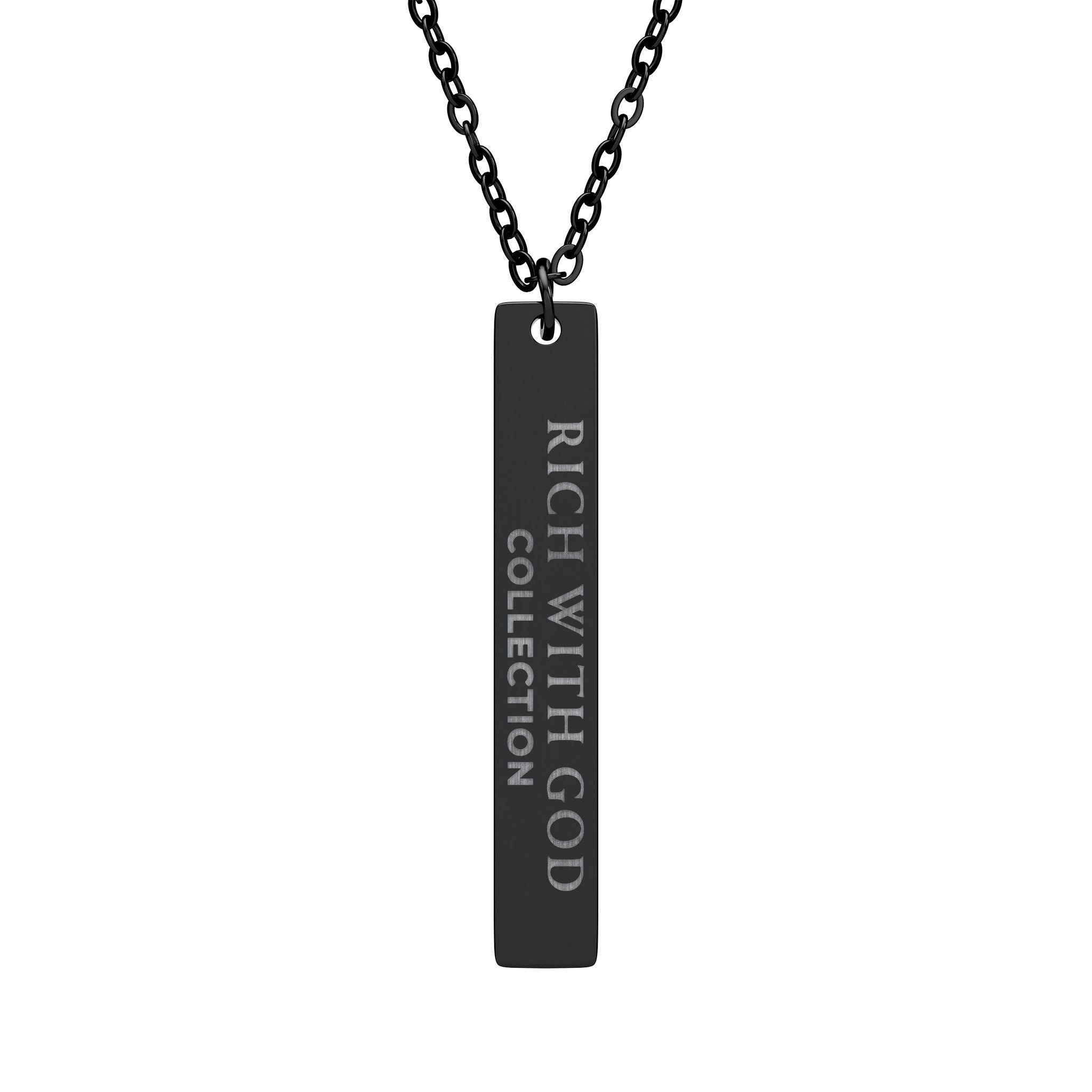 Rich With God Collection Vertical Bar Necklace (Engraving)