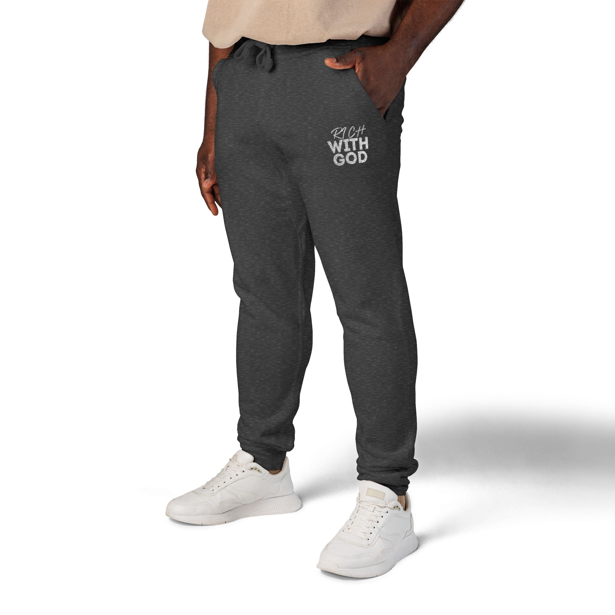 Rich With God Unisex Fleece Sweatpants (Embroidery)