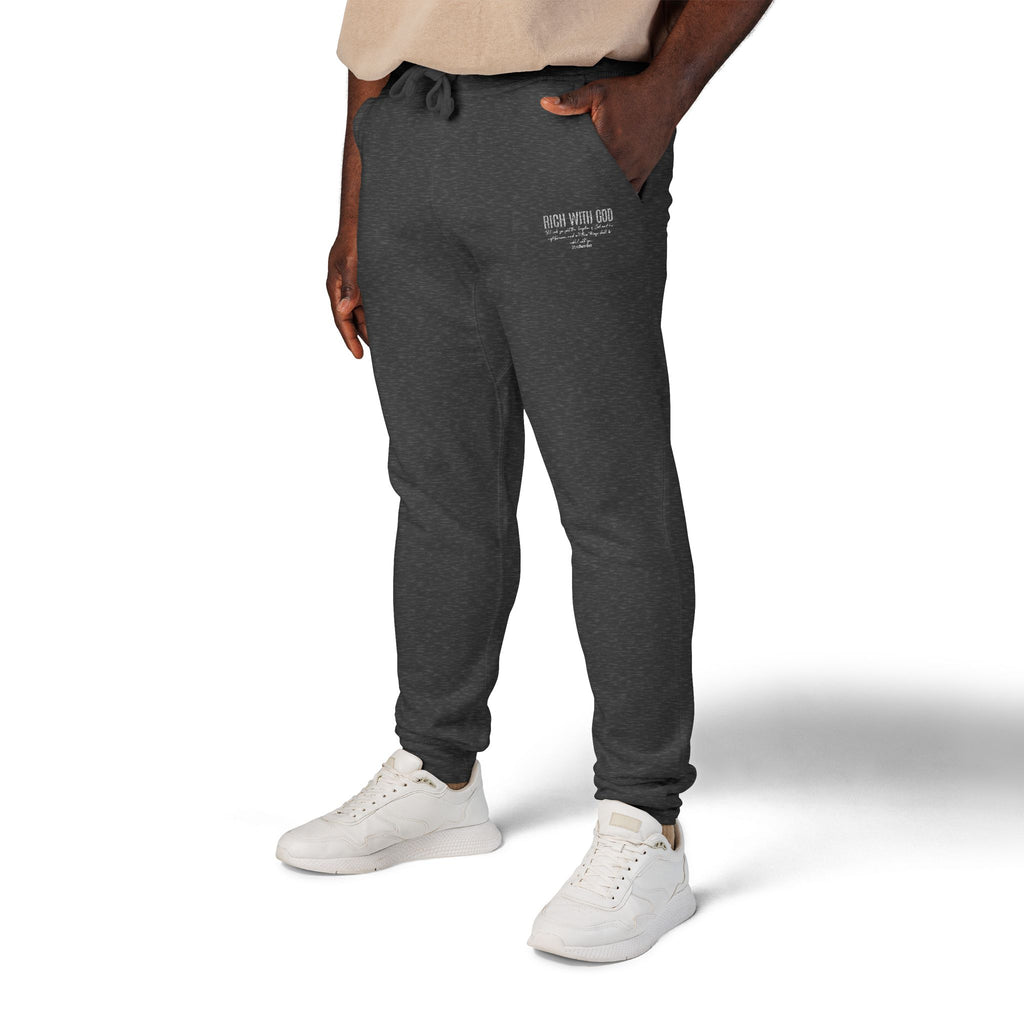 Rich With God Matthew 6:33 Unisex Fleece Sweatpants (Embroidery)