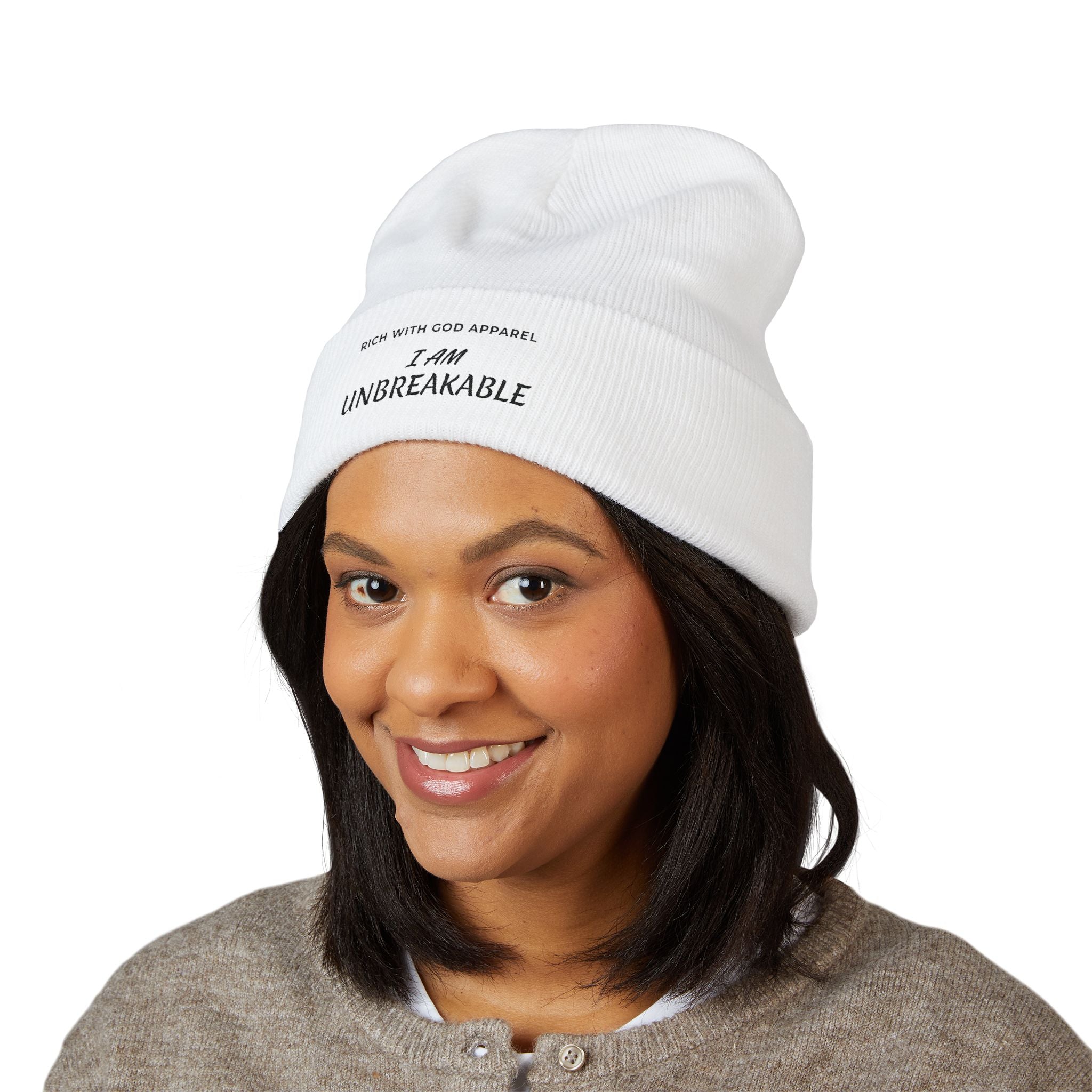 I Am Unbreakable Embroidered Cuffed Beanie