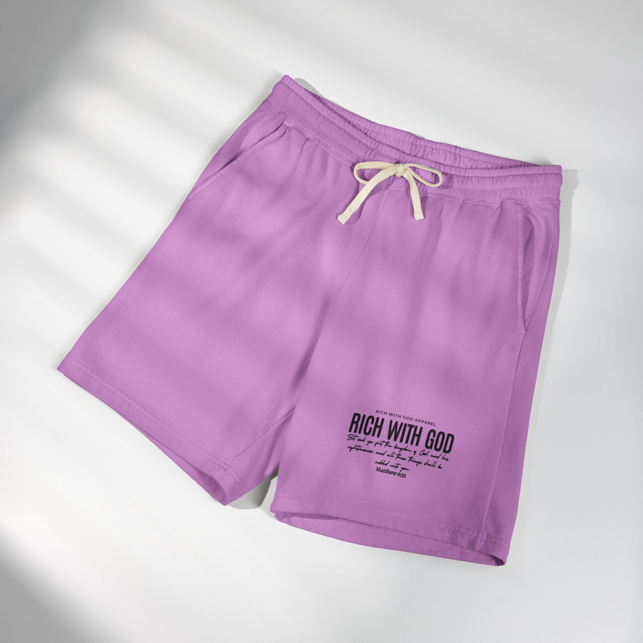 Rich With God Matthew 6:33 Unisex Garment-Dyed Lightweight Fleece Sweat Shorts