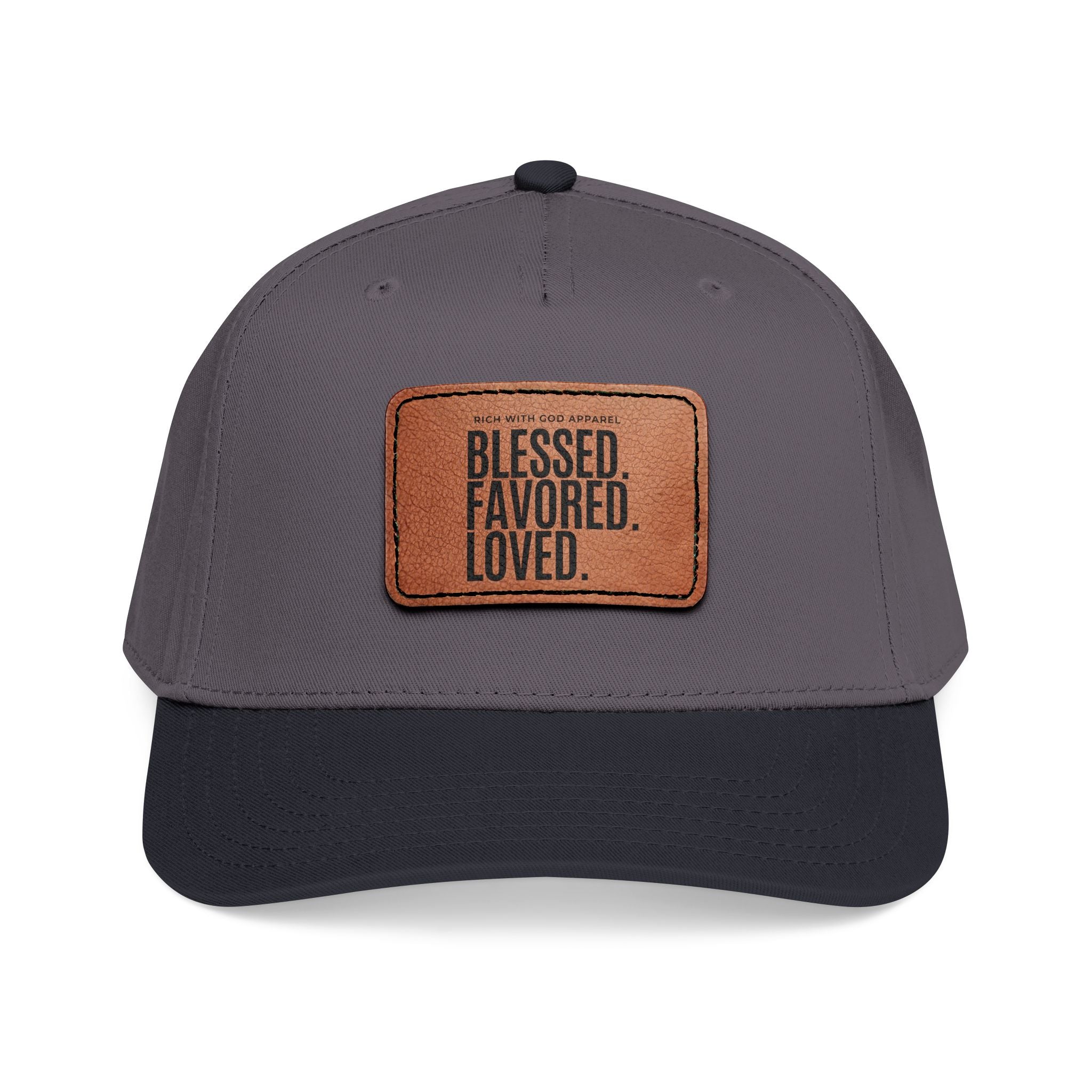 Blessed. Favored. Loved. Leather Patch Baseball Cap