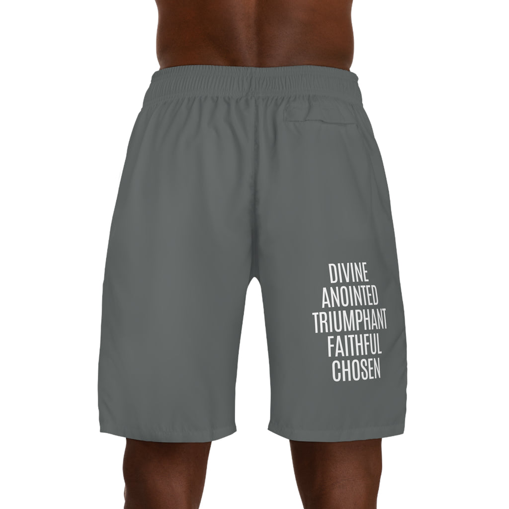 "Rich With God" Graphic Jogger Shorts (Dark Grey)