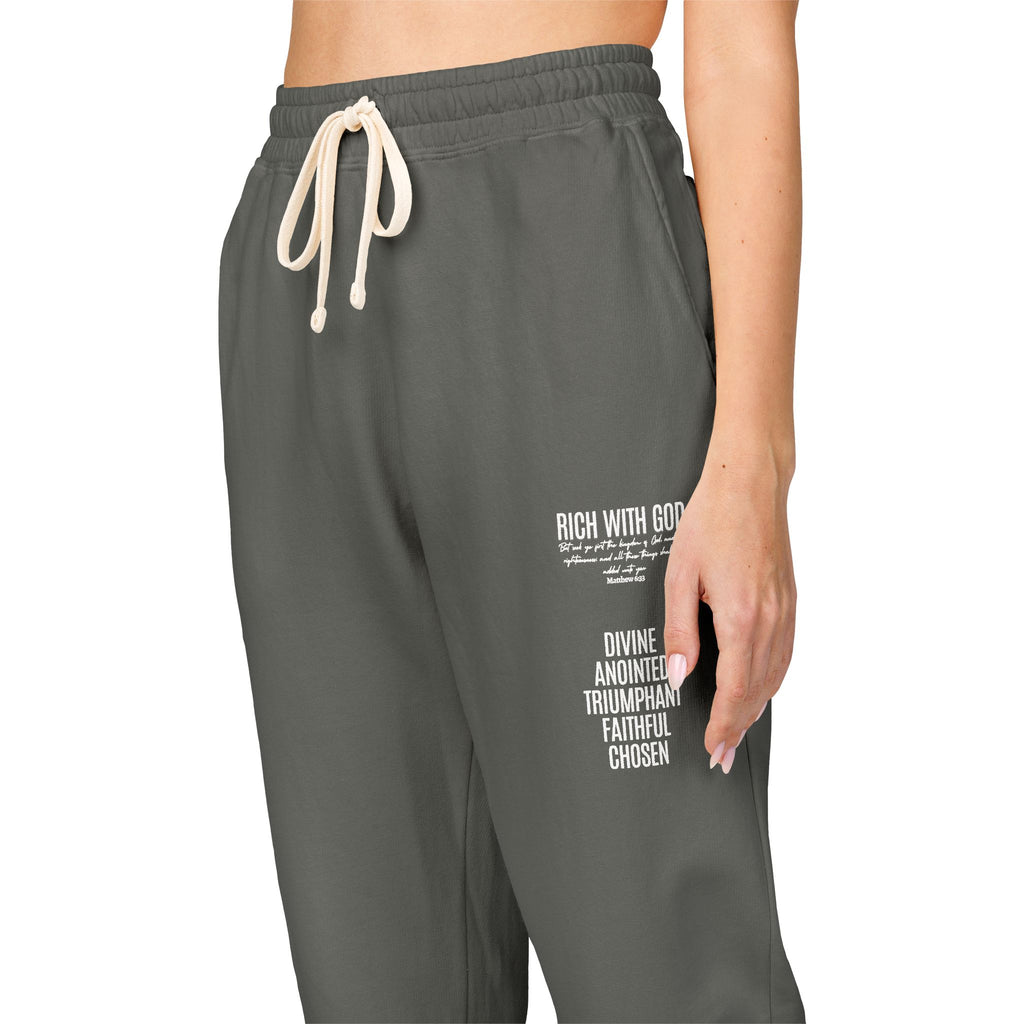 Rich With God Matthew 6:33 Graphic Fleece Sweatpants