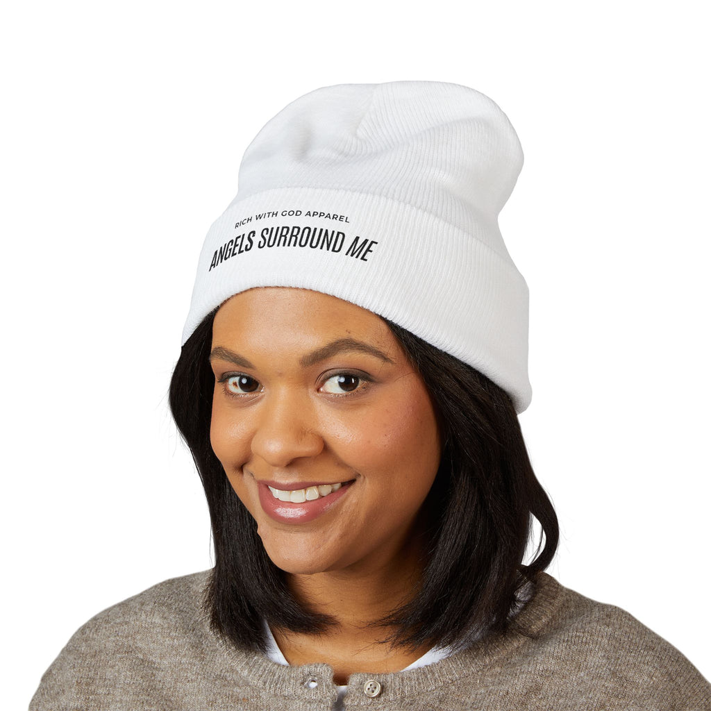 Angels Surround Me Embroidered Cuffed Beanie