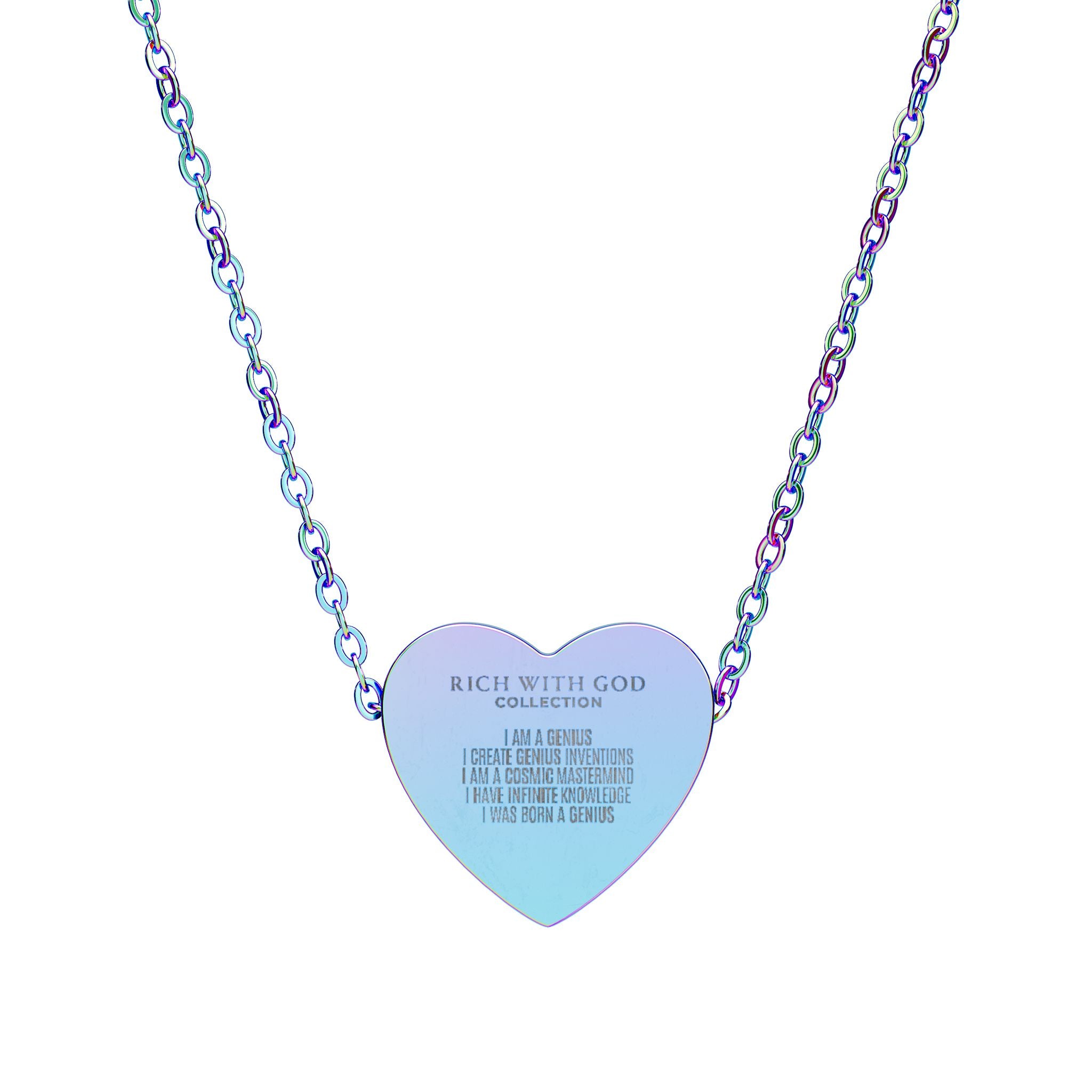I Am A Genius Affirmations Heart Necklace (Engraving)