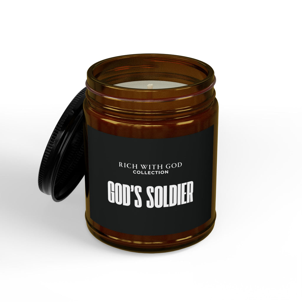 God's Soldier Scented Soy Candles with Black Lid, (4 and 9oz)