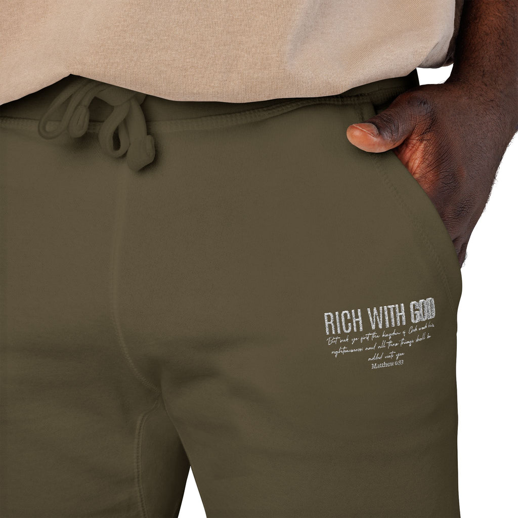 Rich With God Matthew 6:33 Unisex Fleece Sweatpants (Embroidery)
