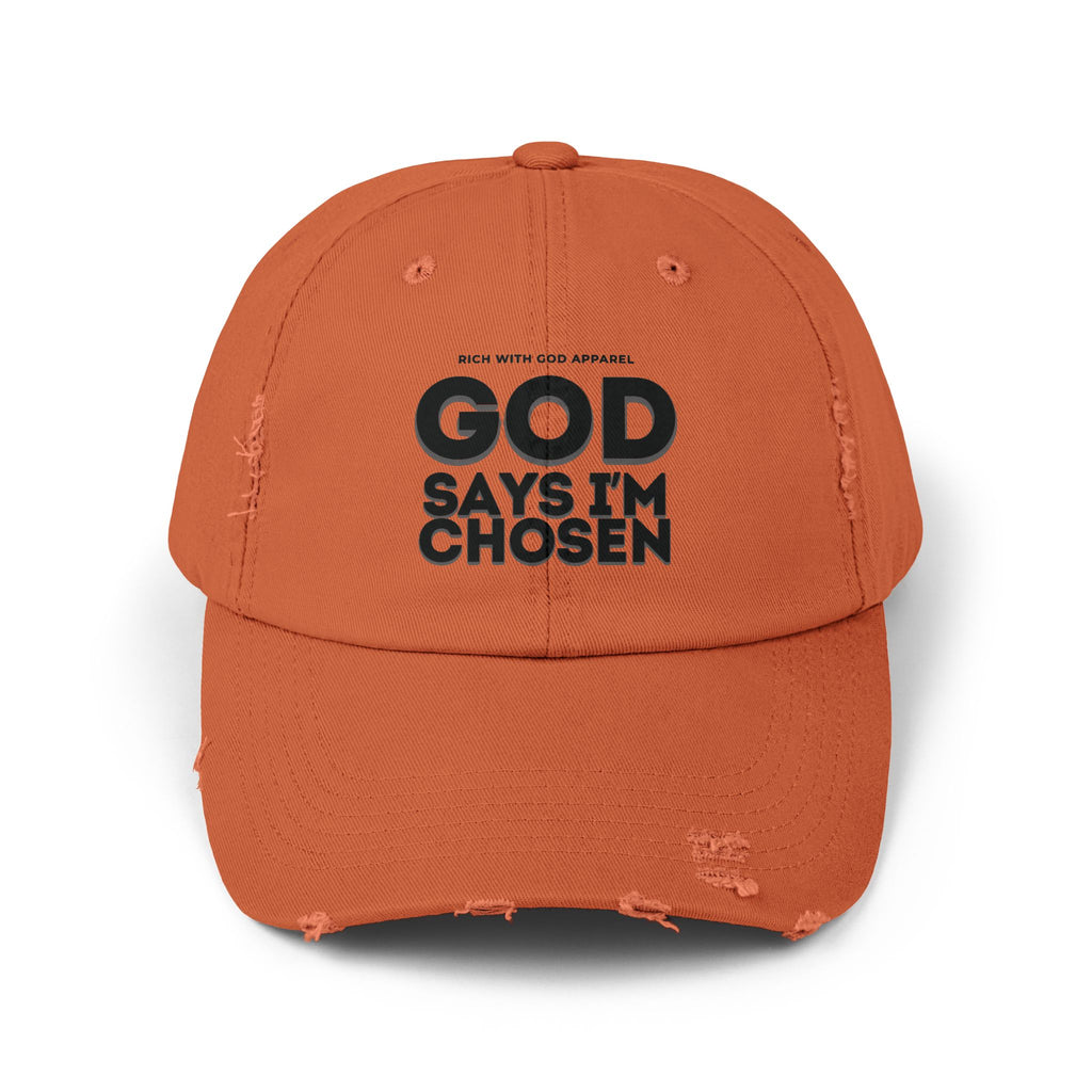 God Says I'm Chosen Unisex Distressed Cap