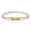 God's Soldier Natural Stone Stretch Bar Bracelet (Engraving)