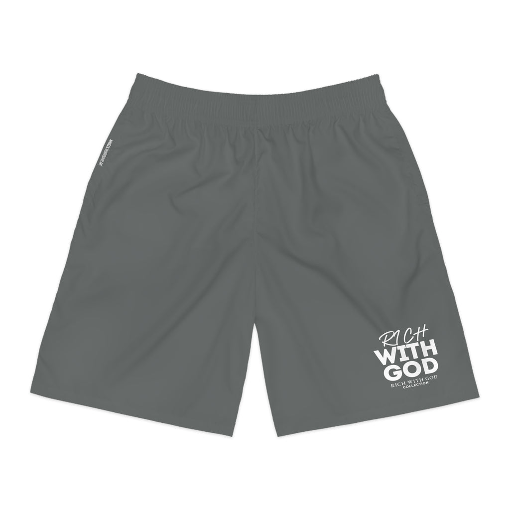 "Rich With God" Graphic Jogger Shorts (Dark Grey)