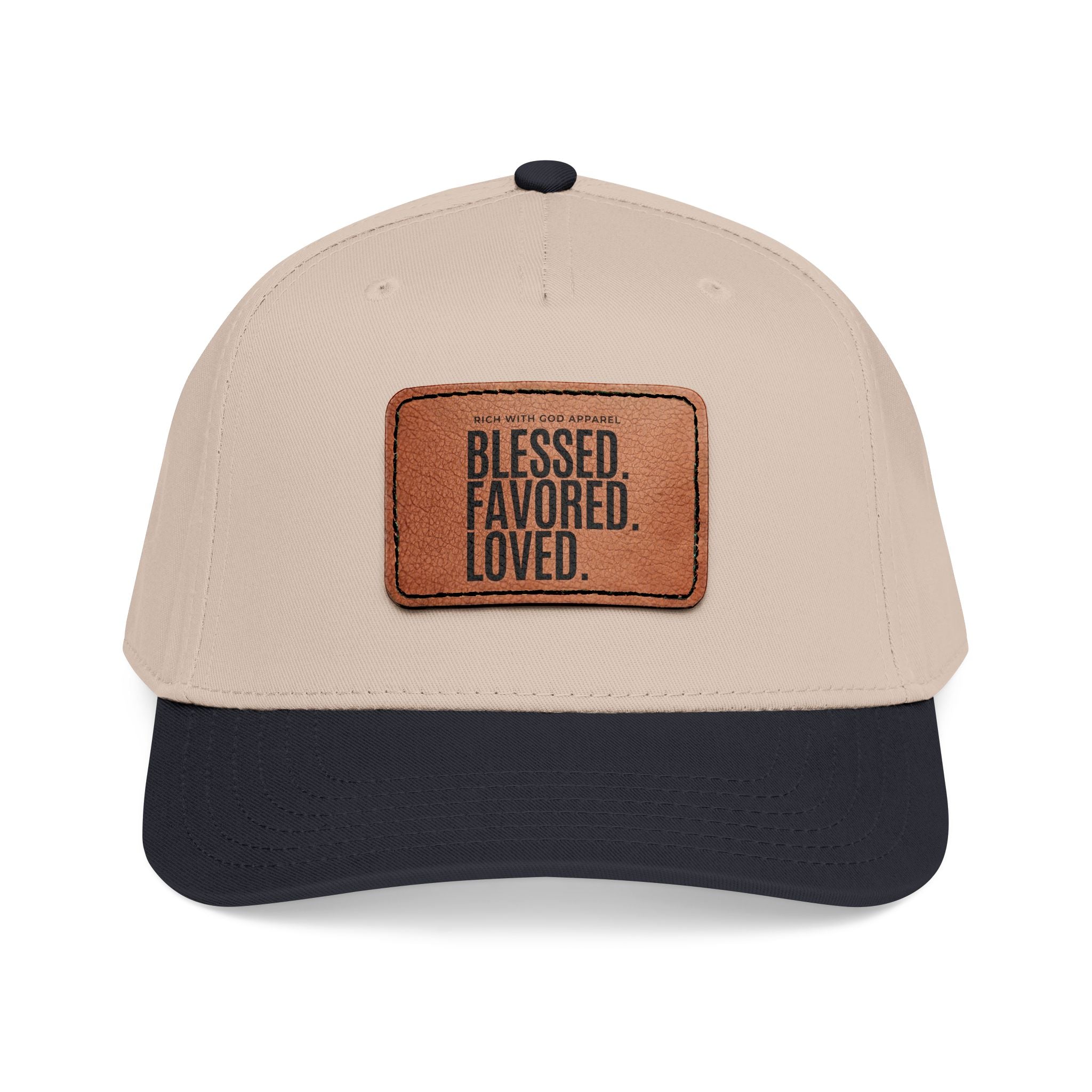 Blessed. Favored. Loved. Leather Patch Baseball Cap