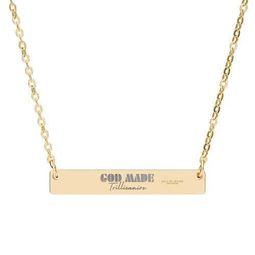 God Made Trillionaire Horizontal Bar Necklace (Engraving)