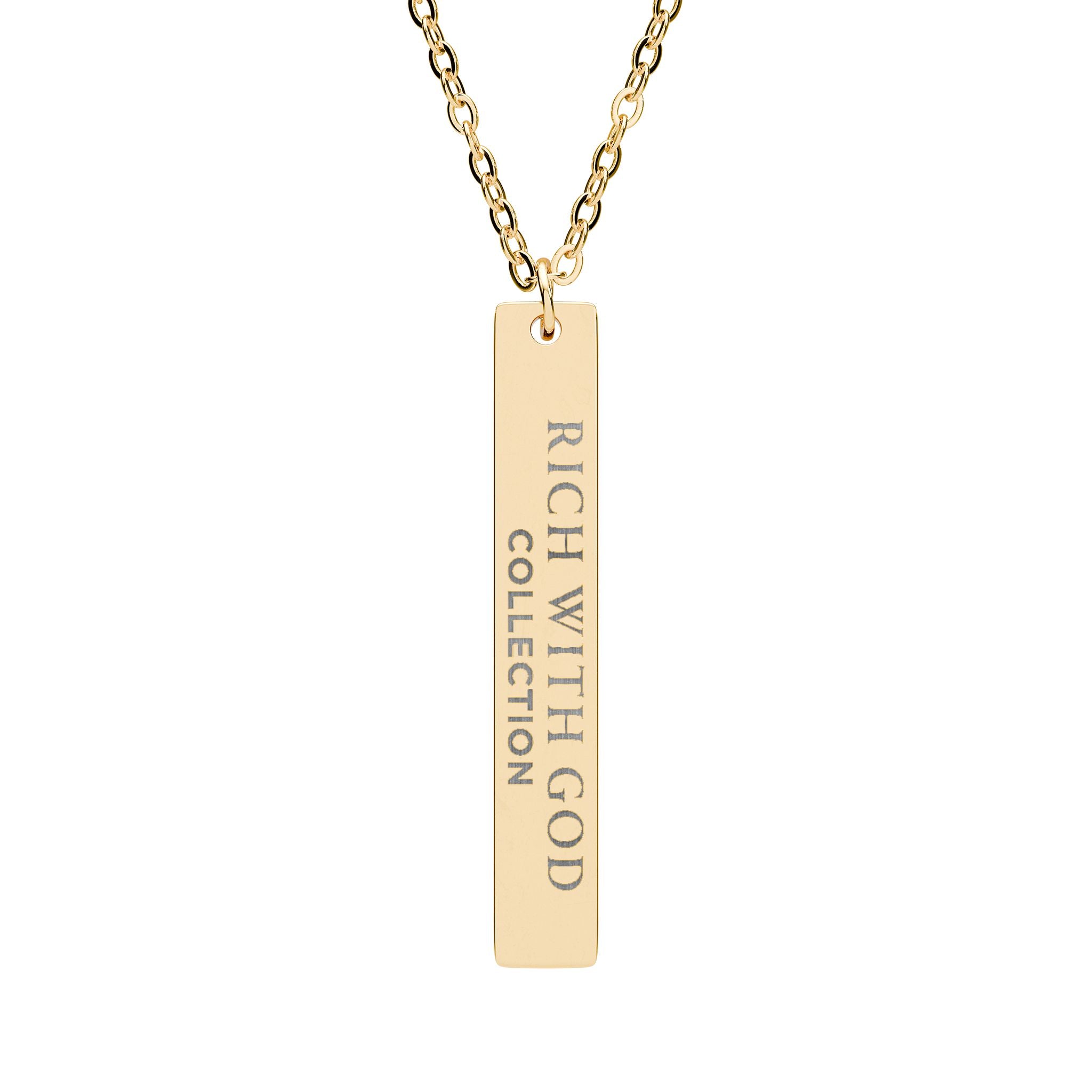 Rich With God Collection Vertical Bar Necklace (Engraving)