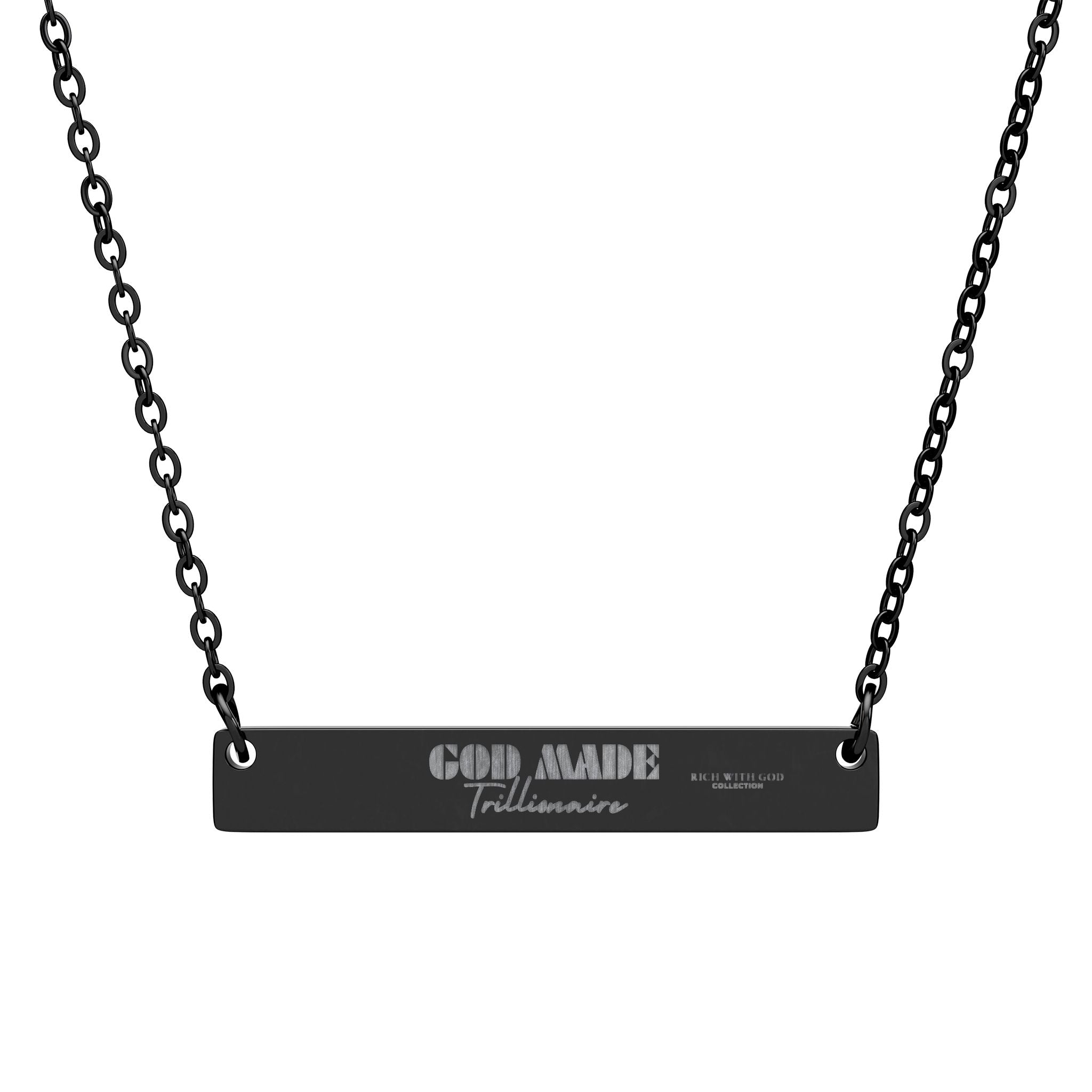 God Made Trillionaire Horizontal Bar Necklace (Engraving)