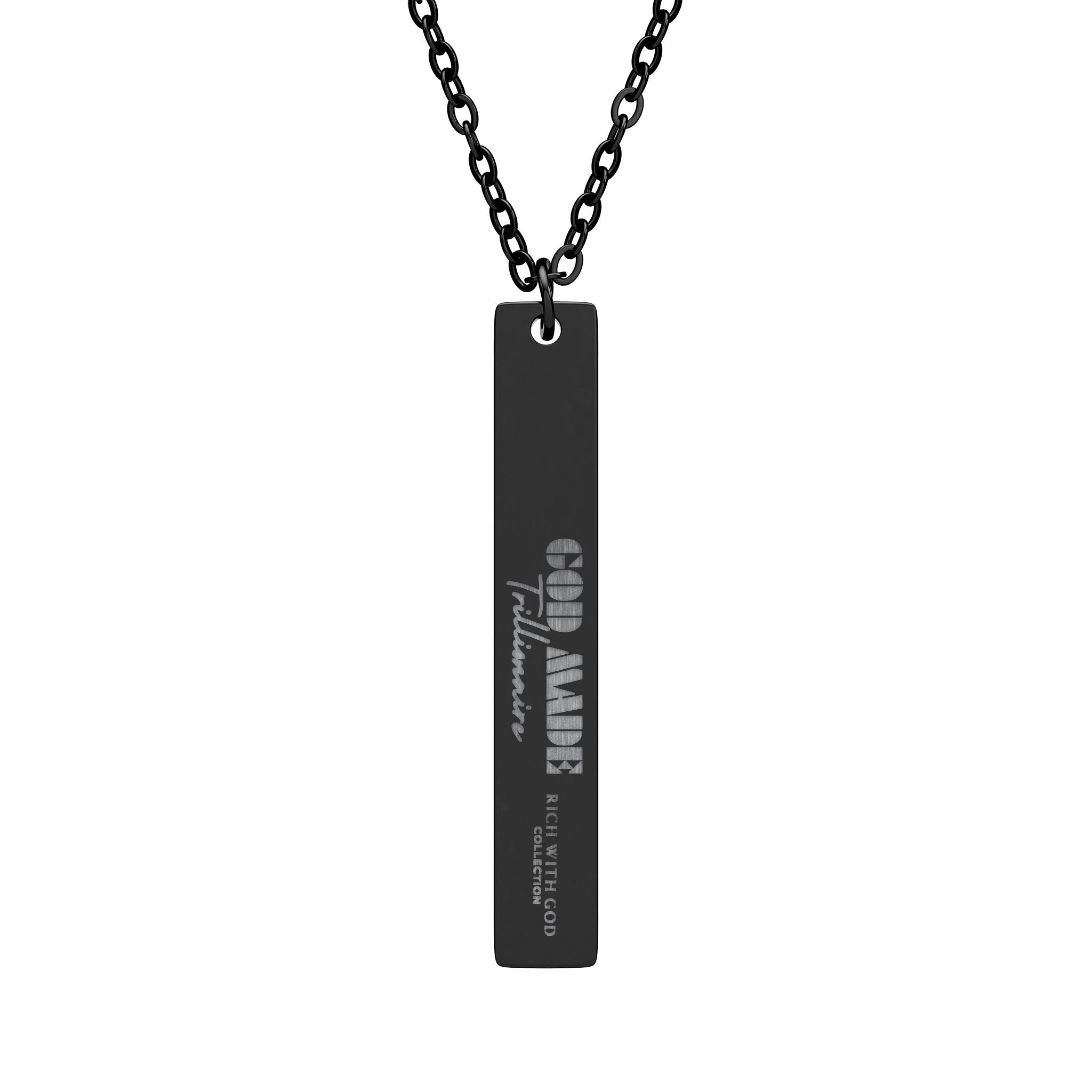 God Made Trillionaire Vertical Bar Necklace (Engraving)