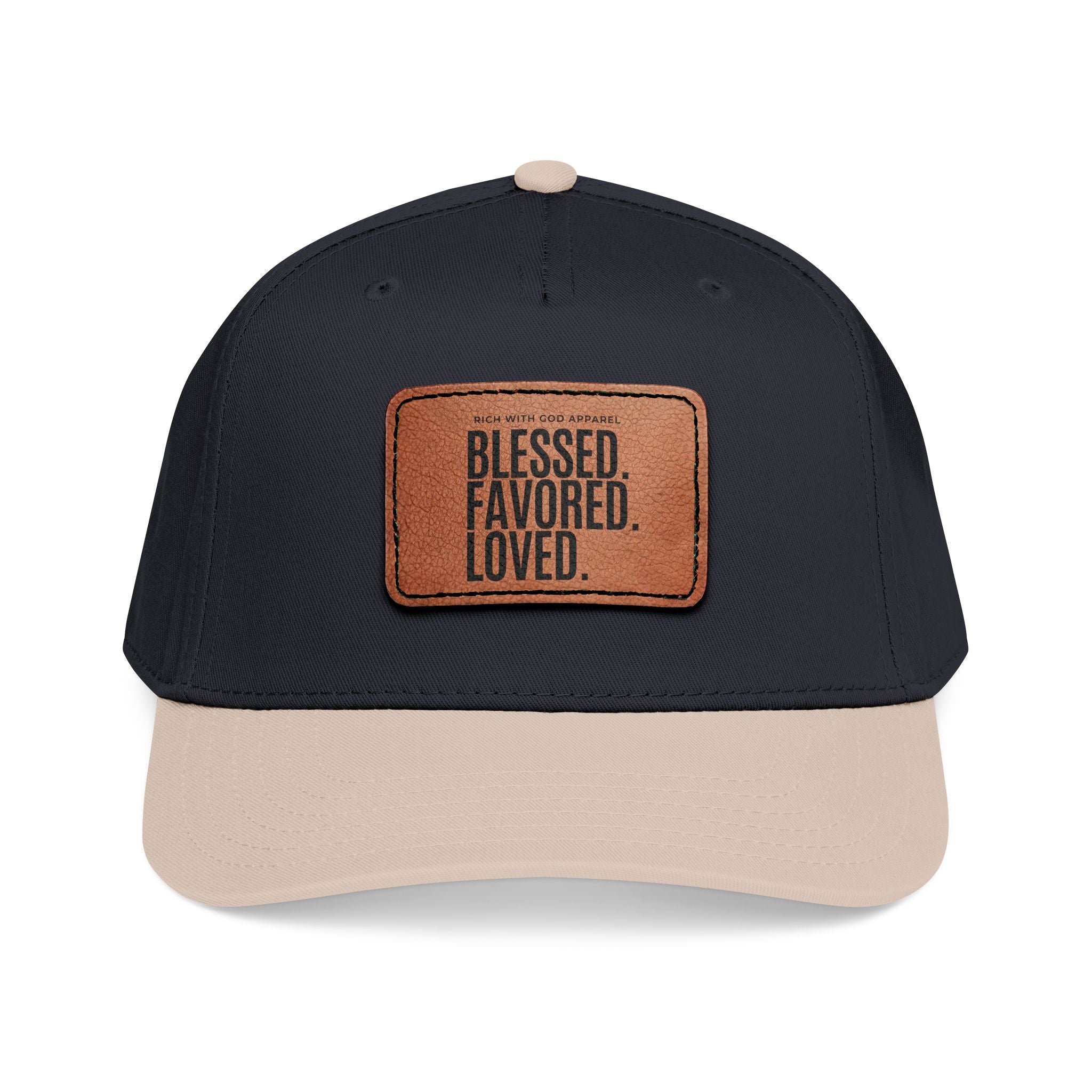 Blessed. Favored. Loved. Leather Patch Baseball Cap