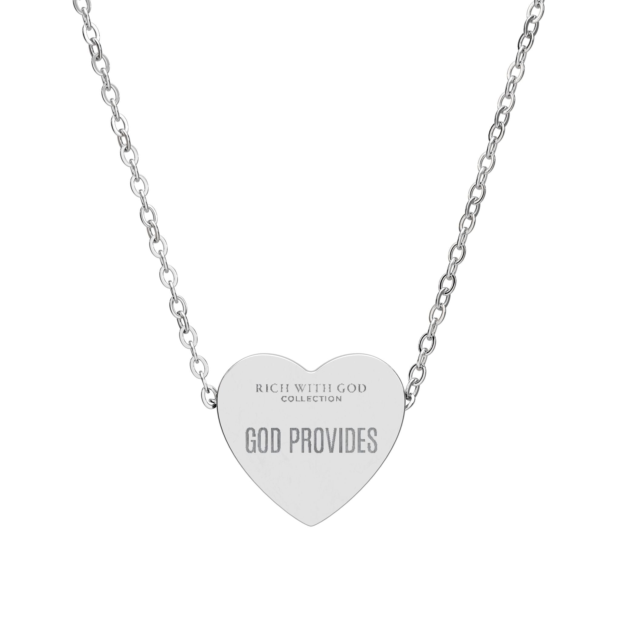 God Provides Heart Necklace (Engraving)
