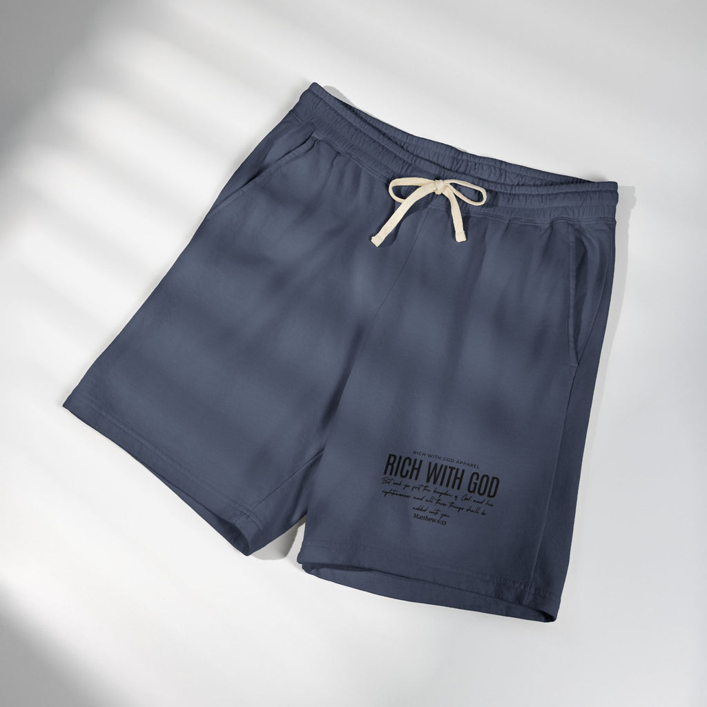 Rich With God Matthew 6:33 Unisex Garment-Dyed Lightweight Fleece Sweat Shorts