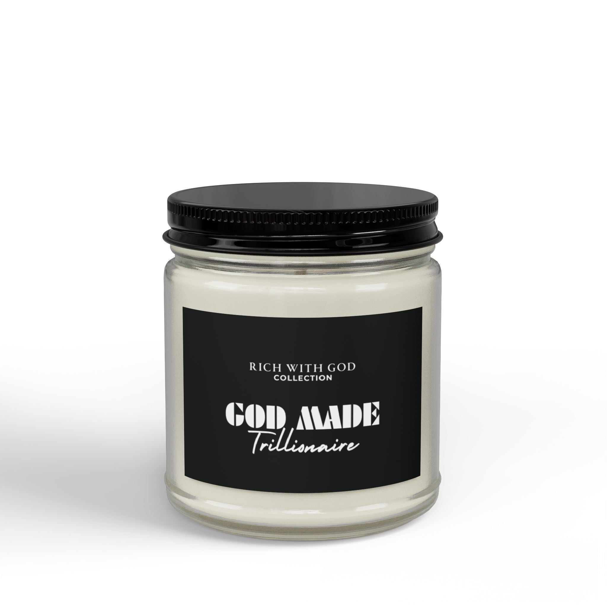 God Made Trillionaire Scented Soy Candles with Black Lid, (4 and 9oz)