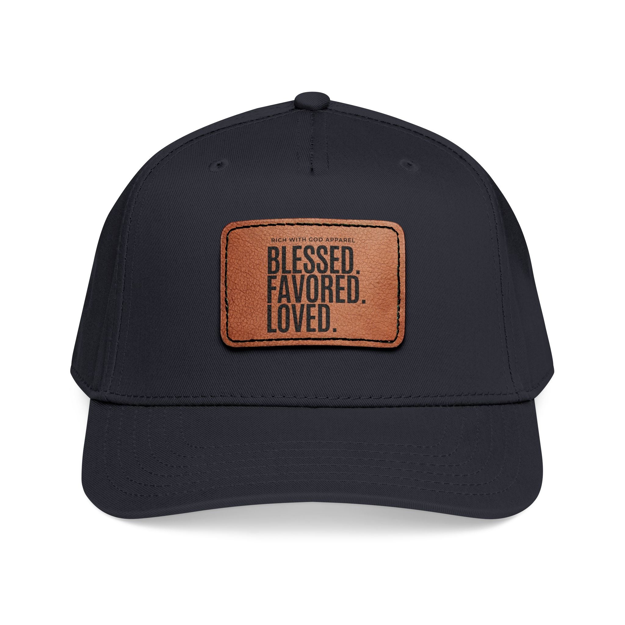 Blessed. Favored. Loved. Leather Patch Baseball Cap