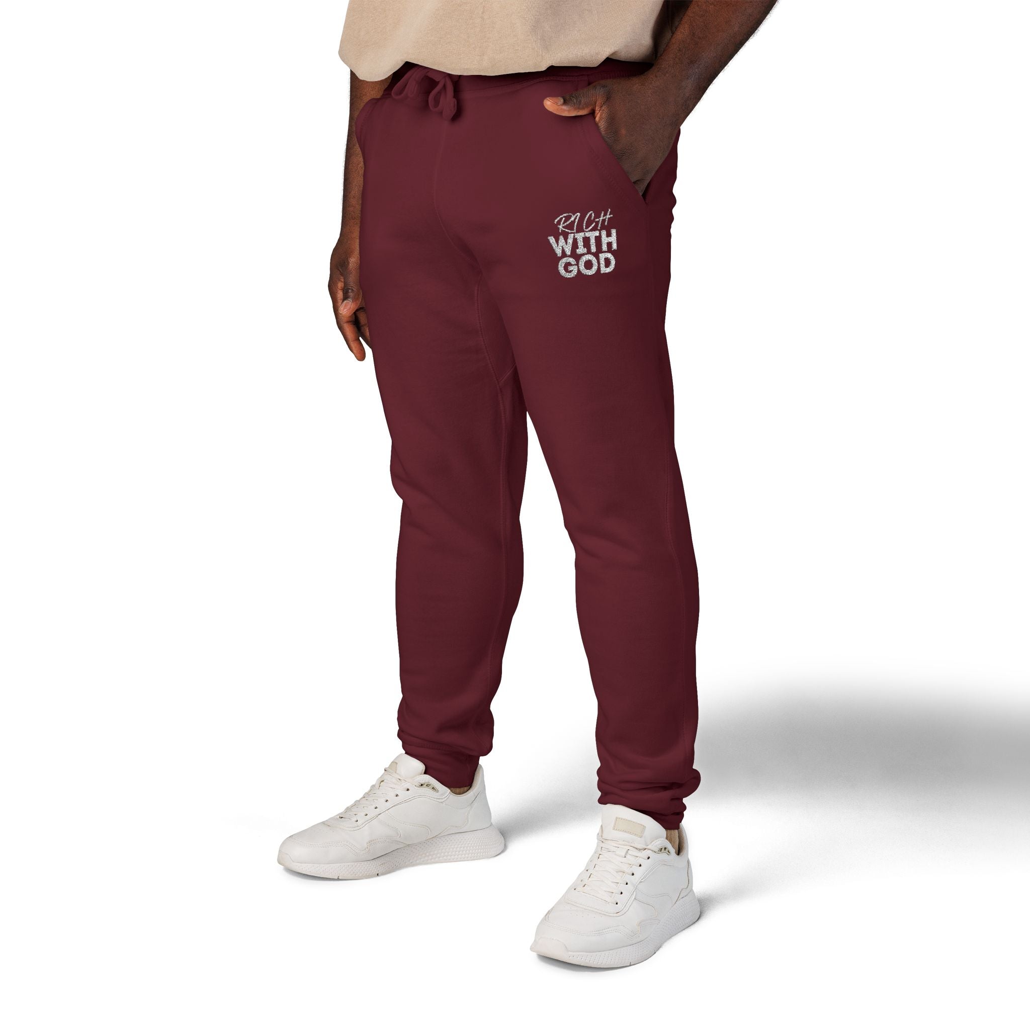 Rich With God Unisex Fleece Sweatpants (Embroidery)