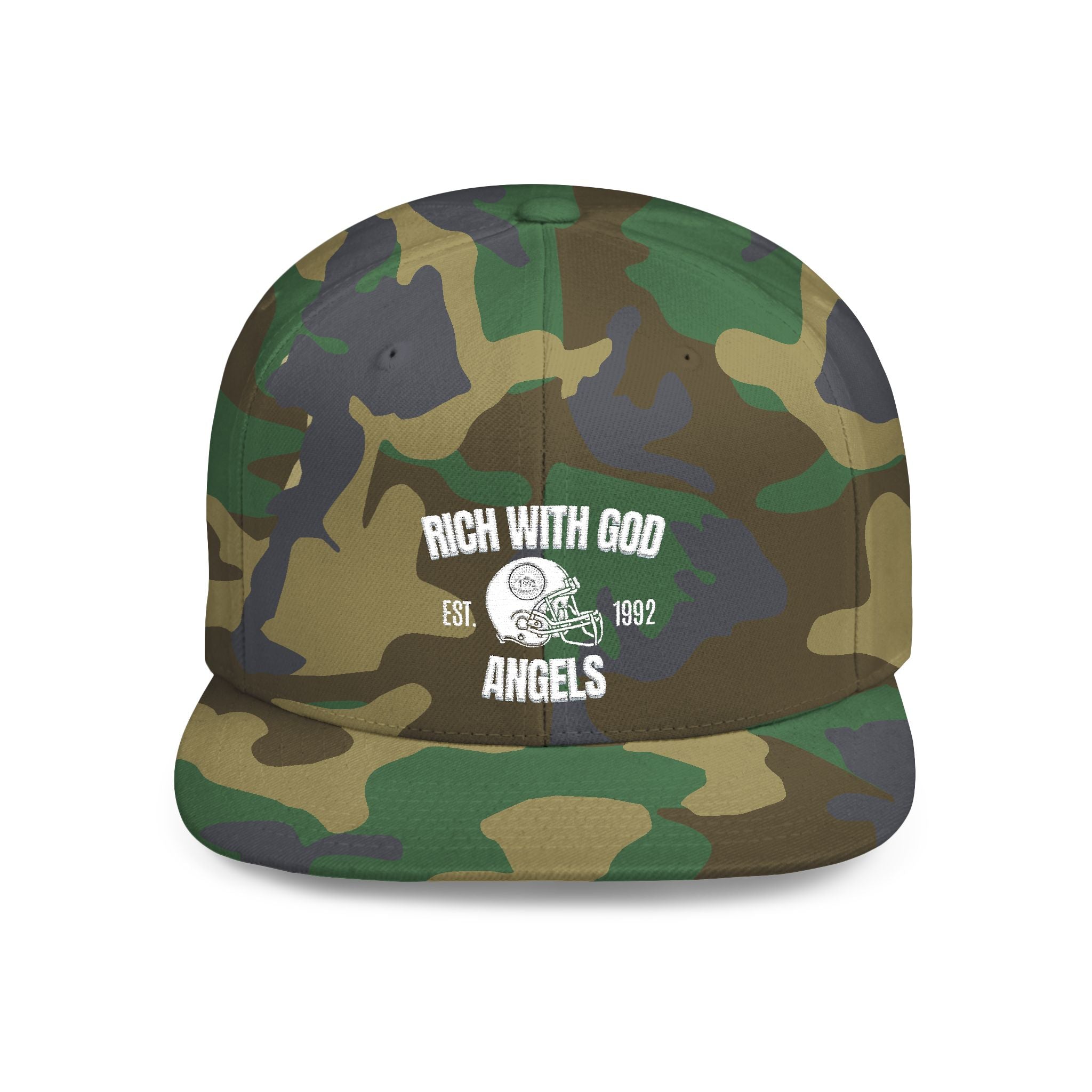 Rich With God Angels Flat Bill Snapback