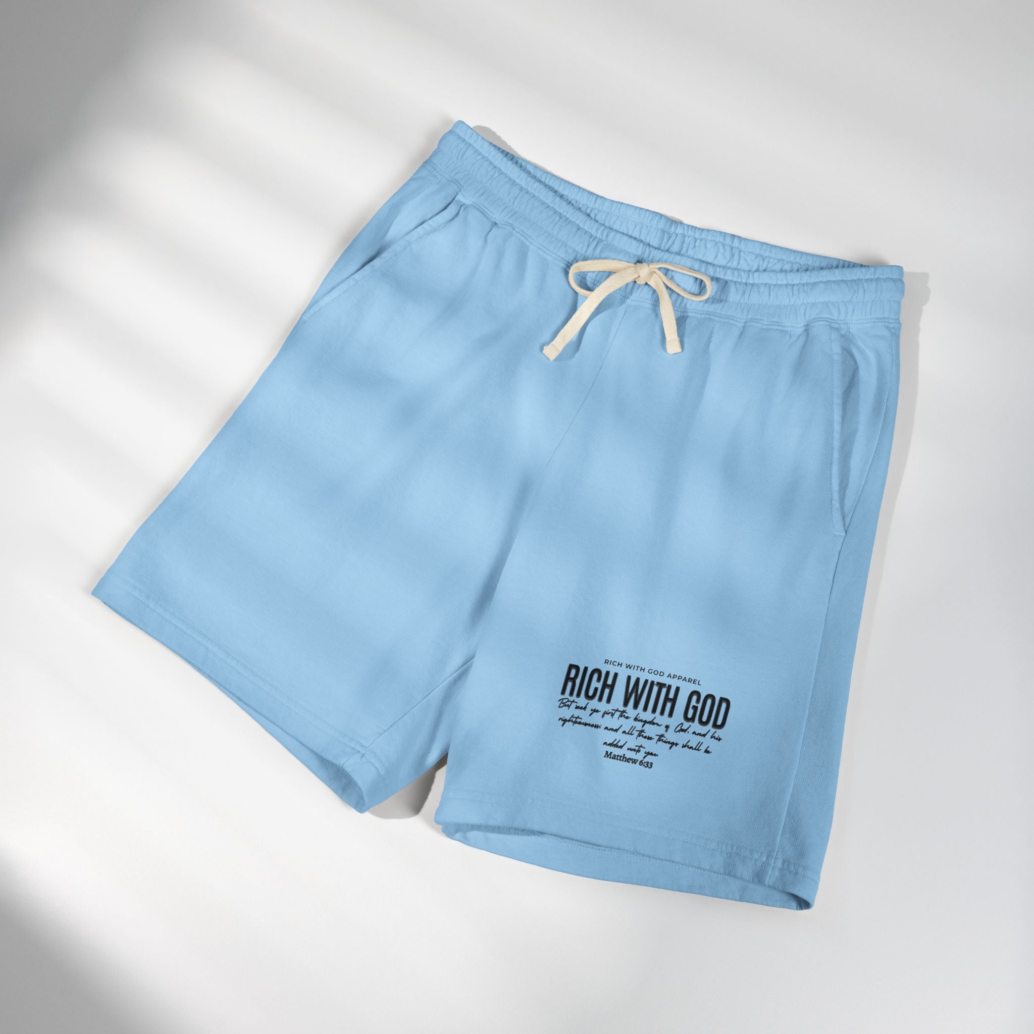 Rich With God Matthew 6:33 Unisex Garment-Dyed Lightweight Fleece Sweat Shorts
