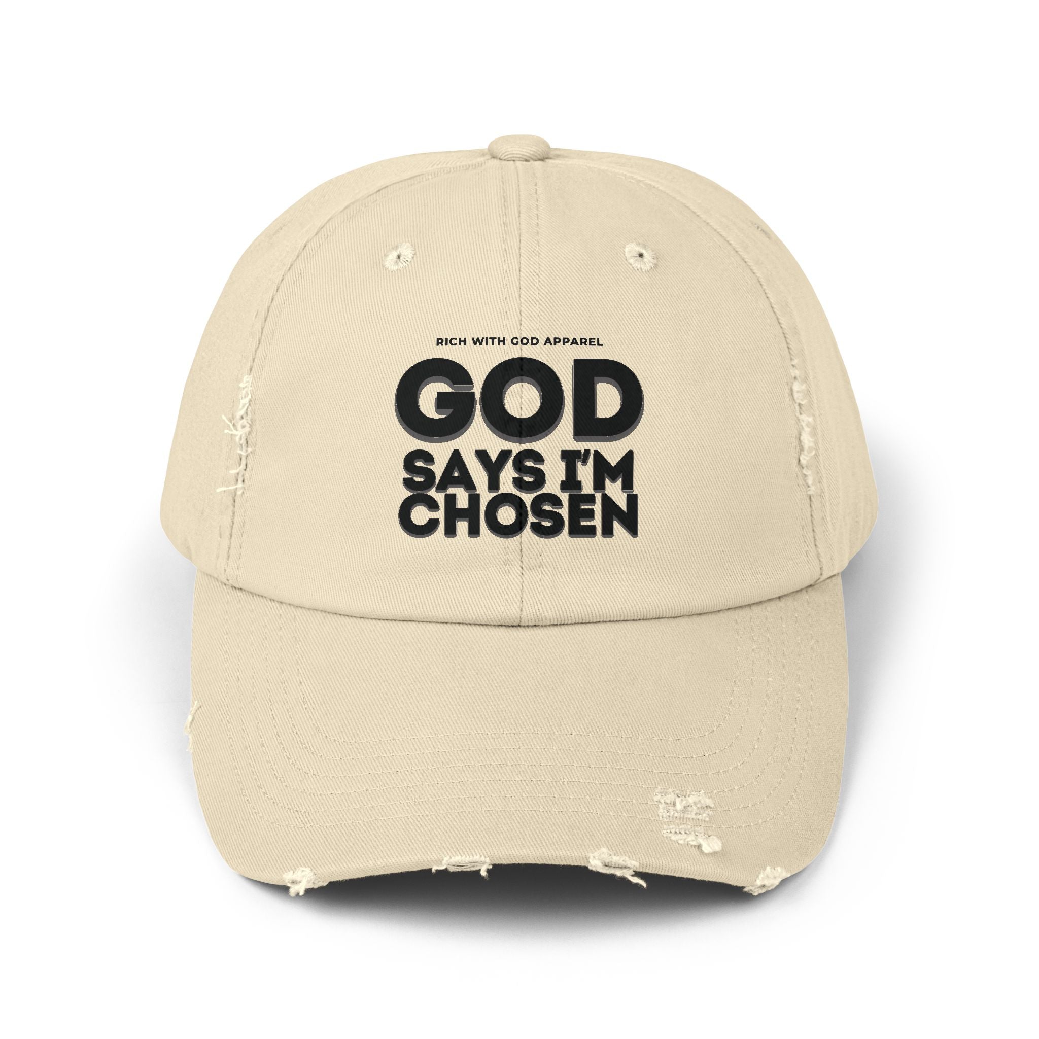 God Says I'm Chosen Unisex Distressed Cap