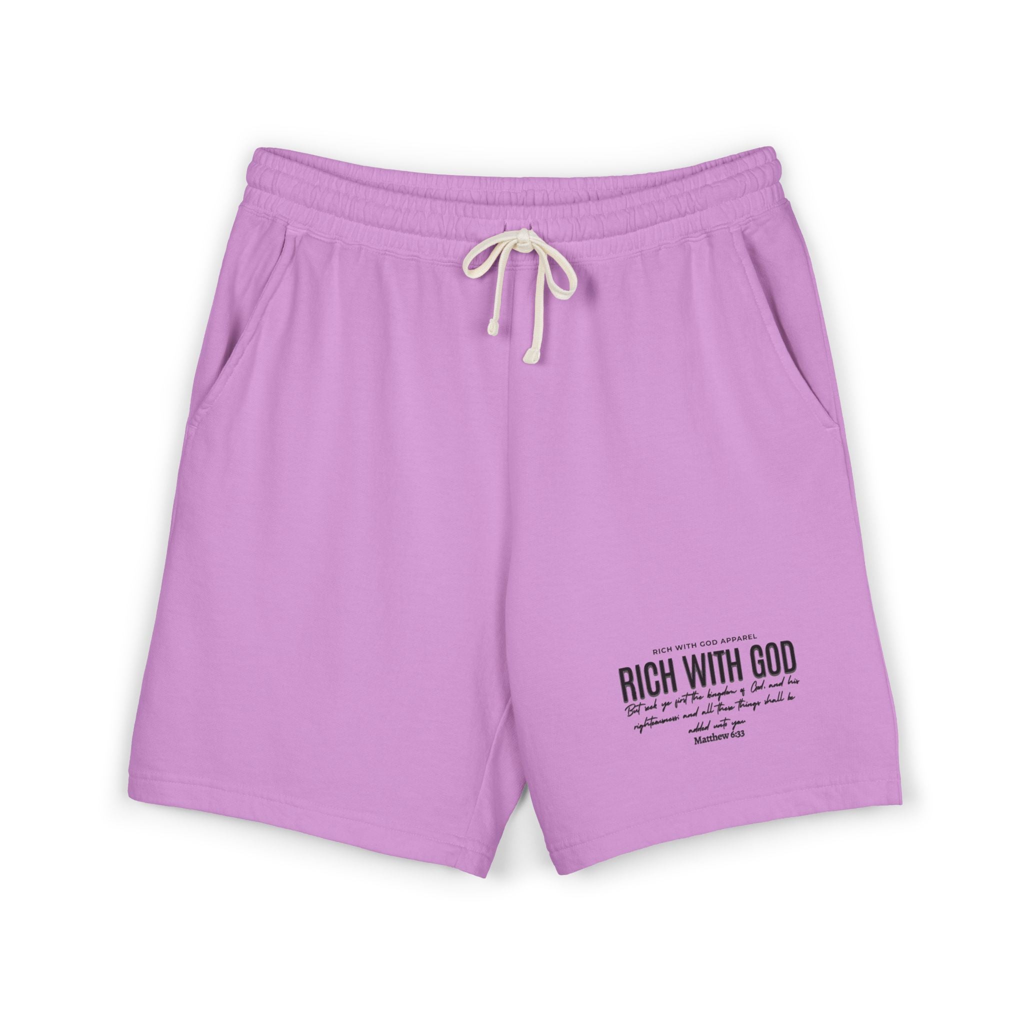 Rich With God Matthew 6:33 Unisex Garment-Dyed Lightweight Fleece Sweat Shorts
