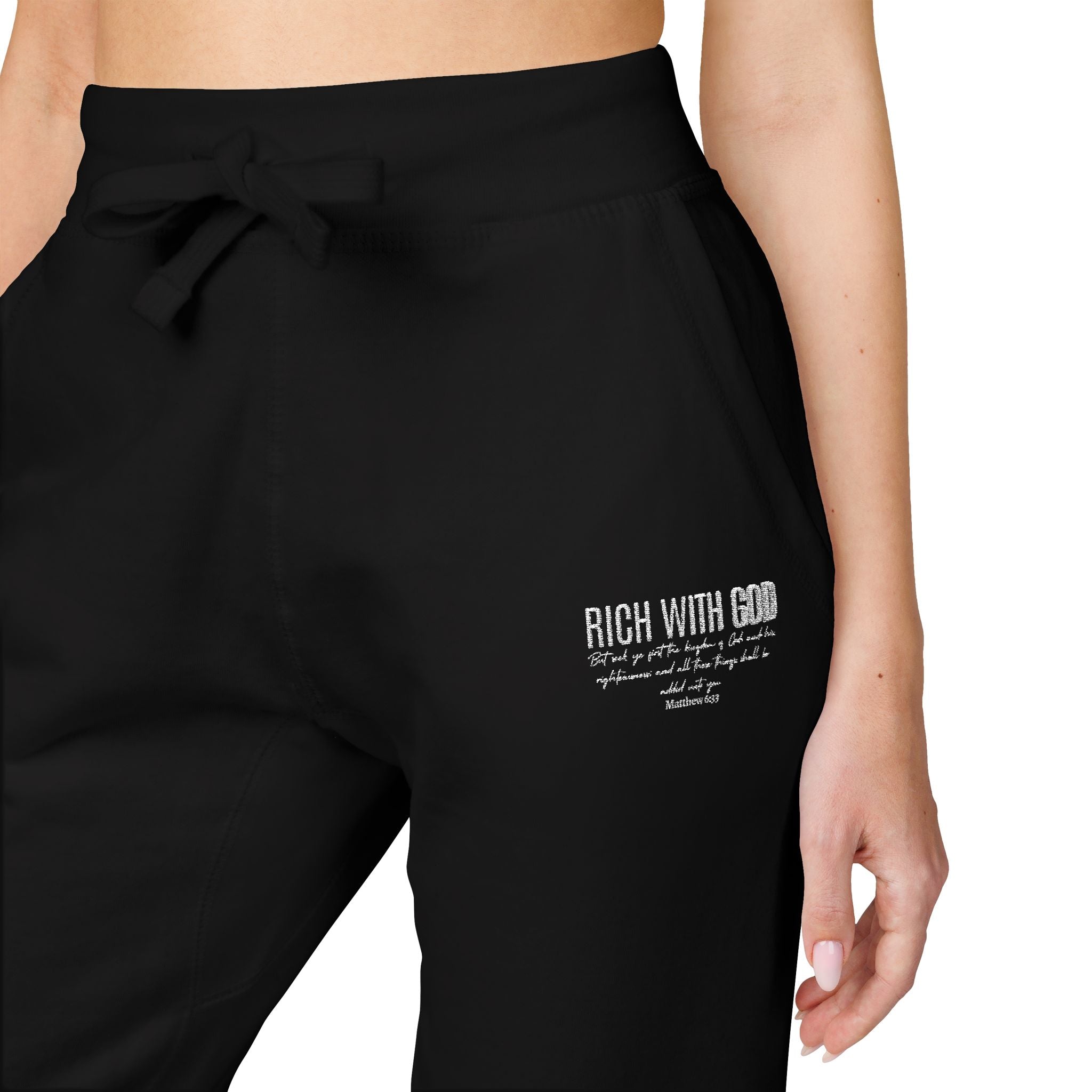 Rich With God Matthew 6:33 Unisex Fleece Sweatpants (Embroidery)