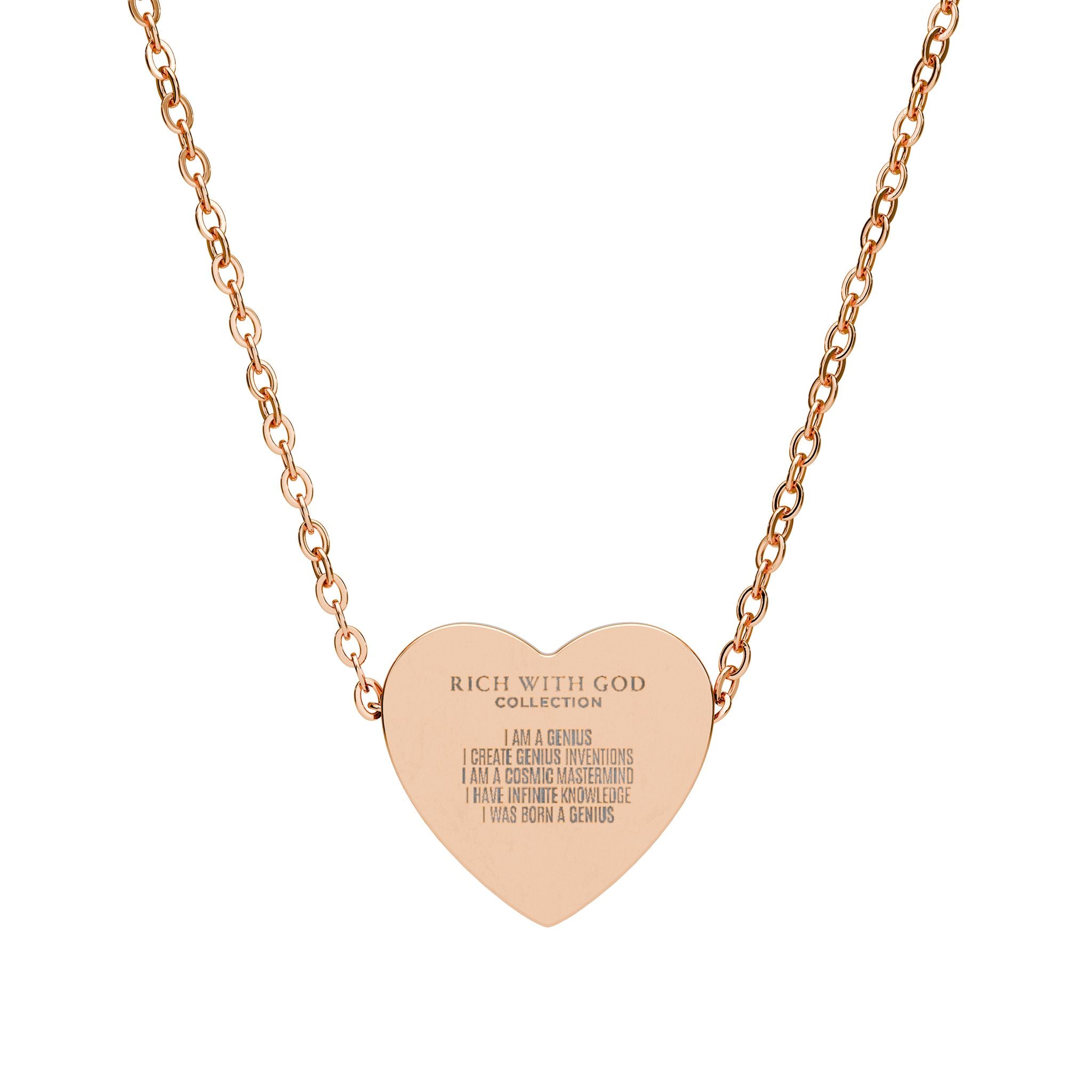 I Am A Genius Affirmations Heart Necklace (Engraving)