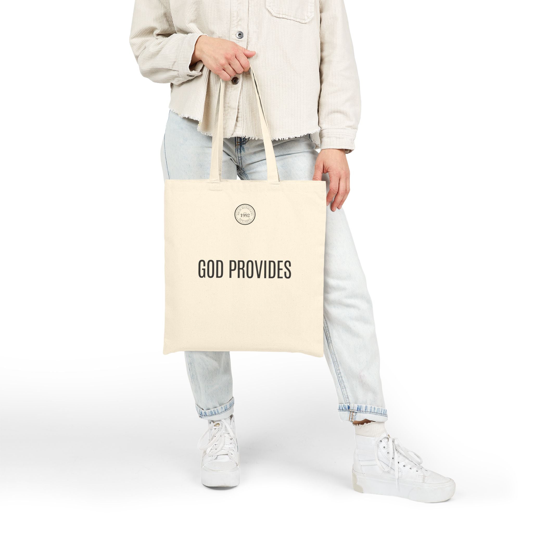 RWG - Rich With God Beige Cotton Canvas Tote Bag