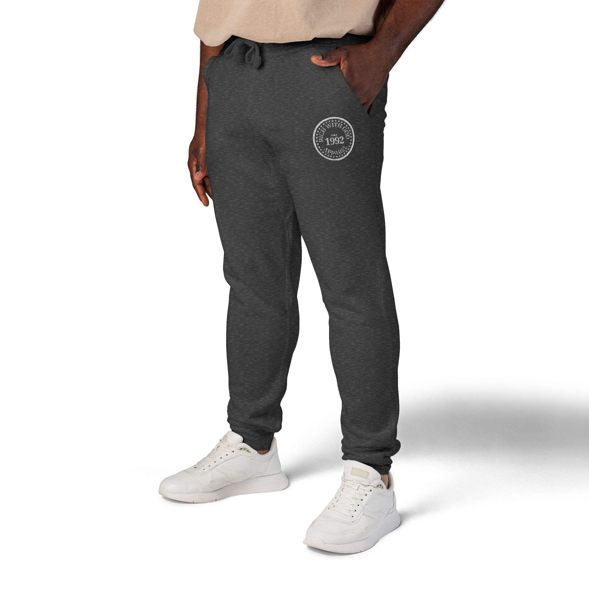 Rich With God Apparel Unisex Fleece Sweatpants (Embroidery)