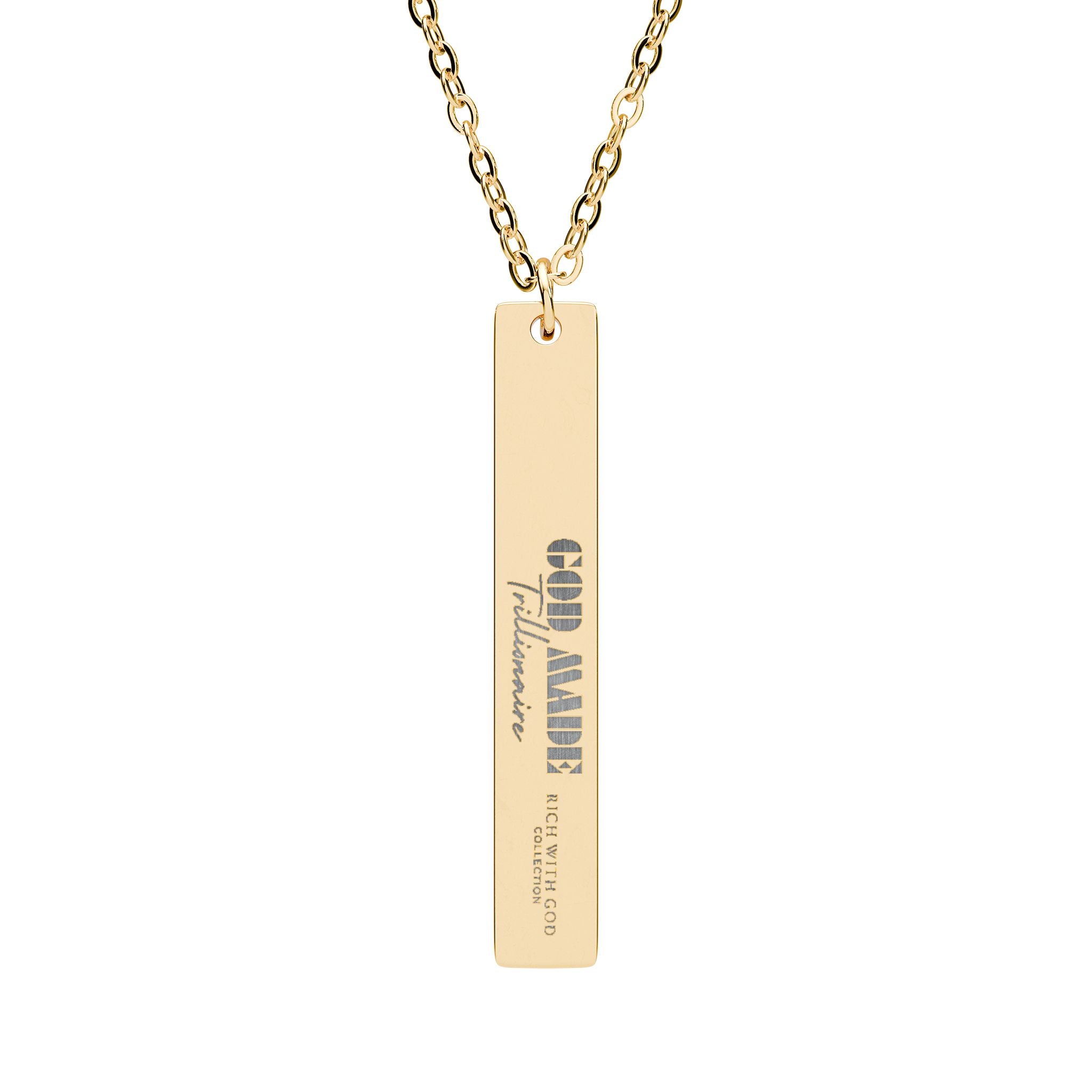 God Made Trillionaire Vertical Bar Necklace (Engraving)