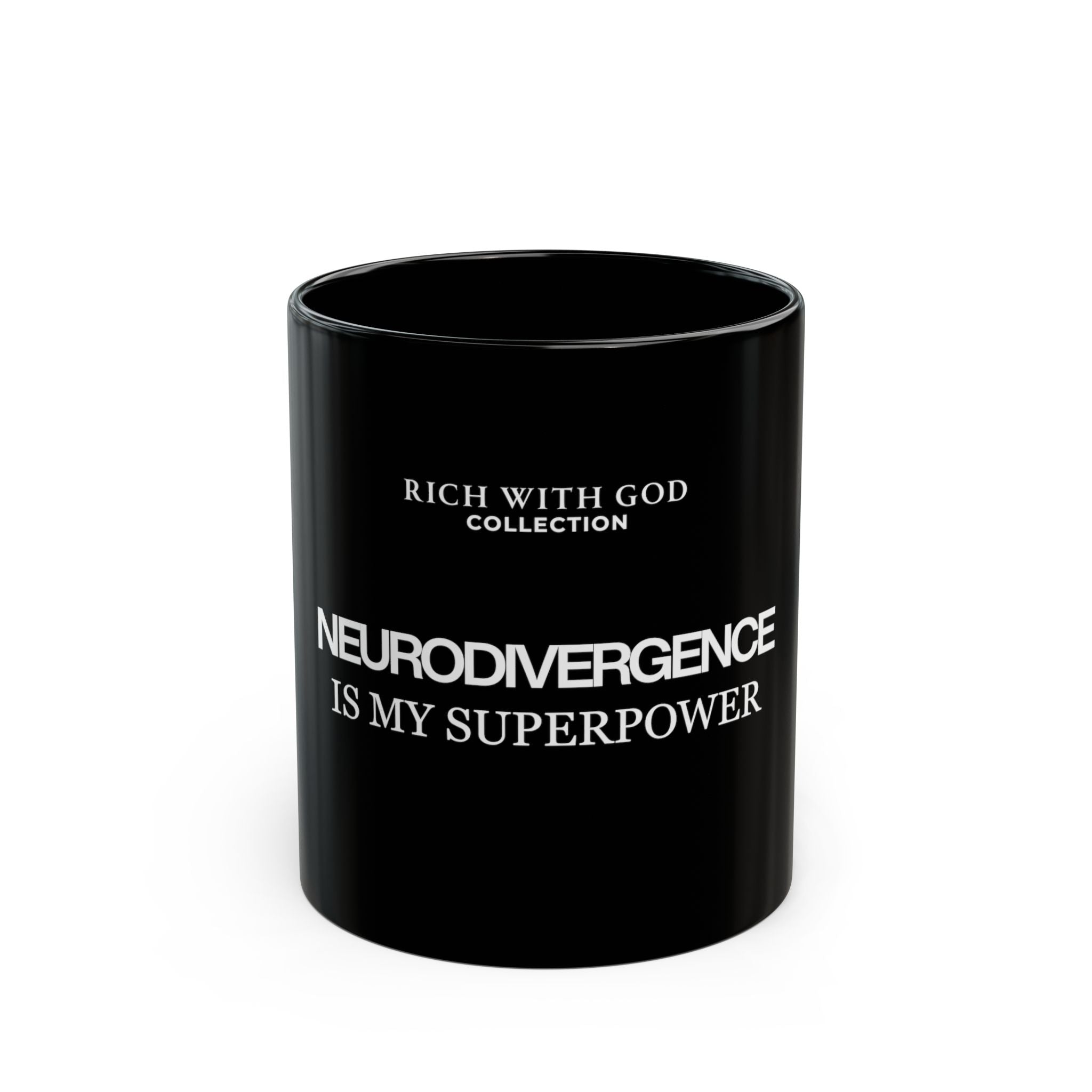 Neurodivergence is My Superpower Black Mug (11oz, 15oz)