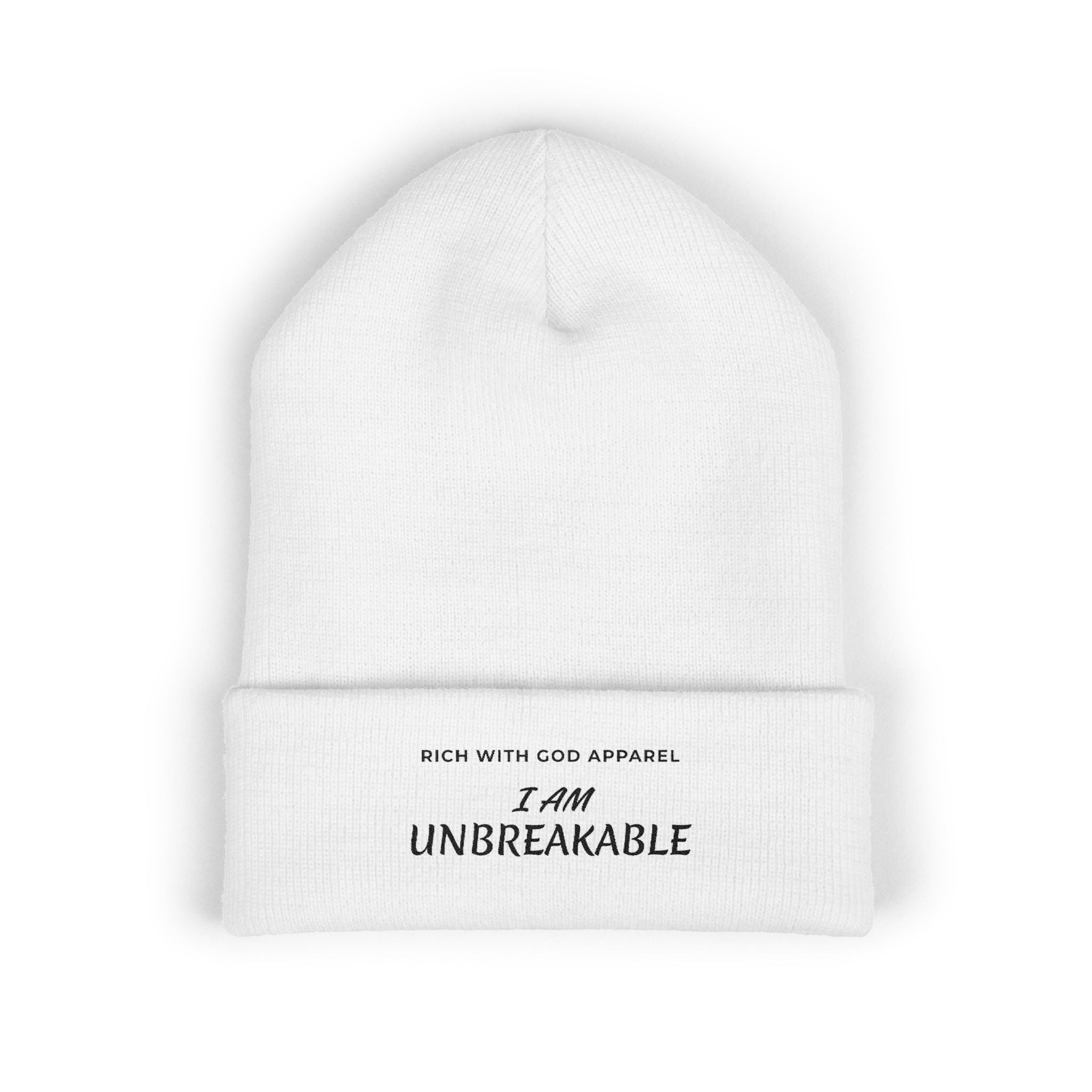 I Am Unbreakable Embroidered Cuffed Beanie