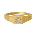Rich With God Stainless Steel Square Signet Ring (Engraving)