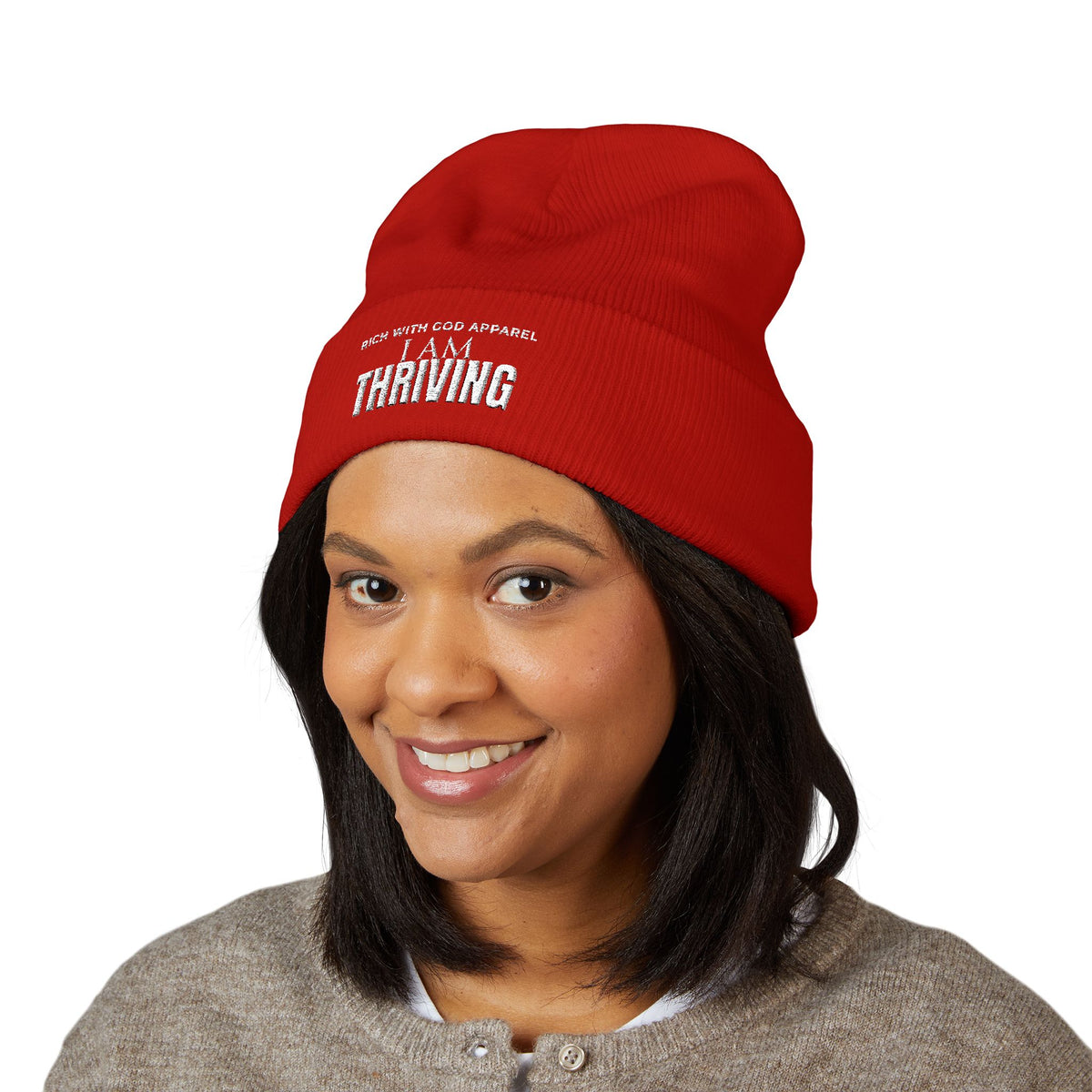 I Am Thriving Embroidered Cuffed Beanie