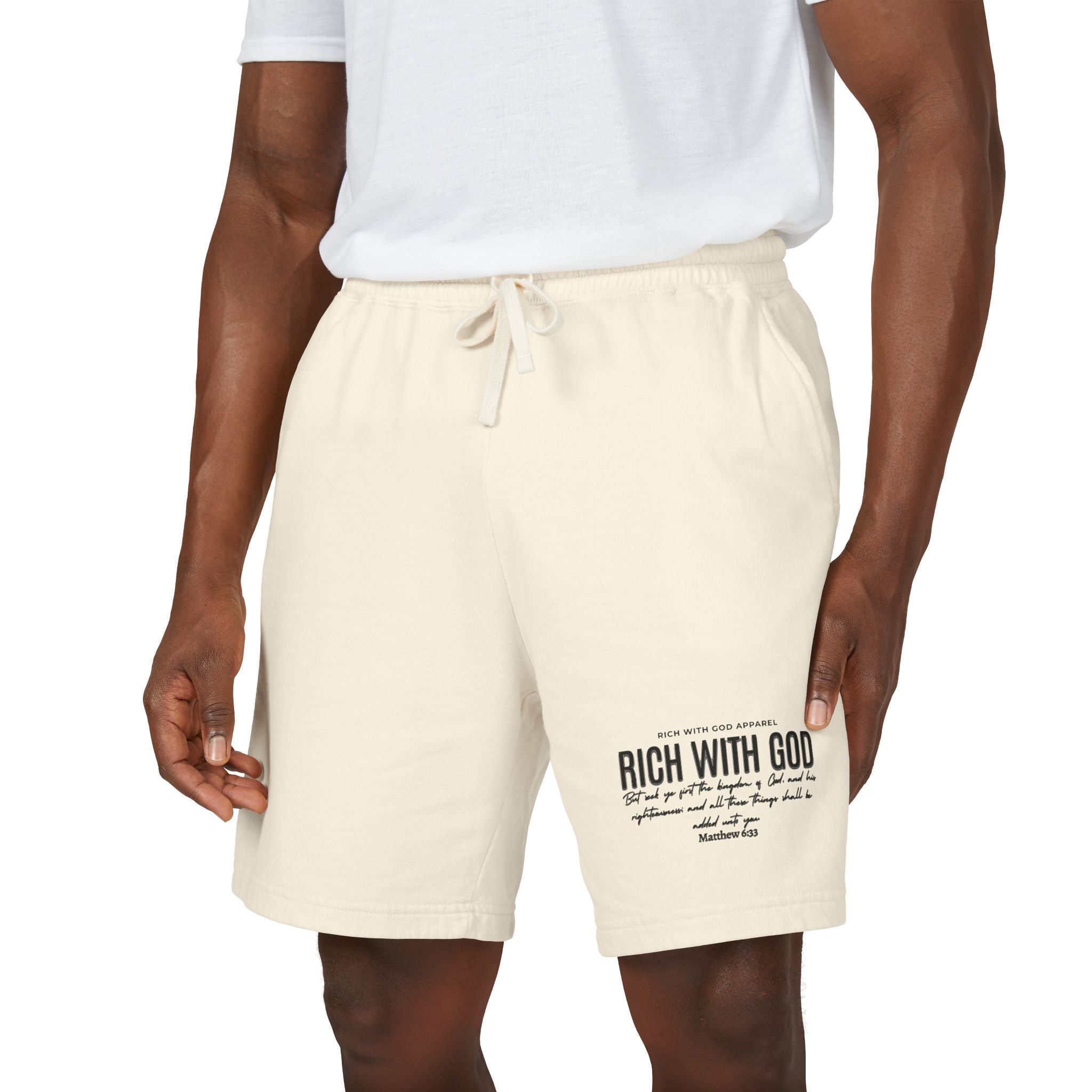Rich With God Matthew 6:33 Unisex Garment-Dyed Lightweight Fleece Sweat Shorts